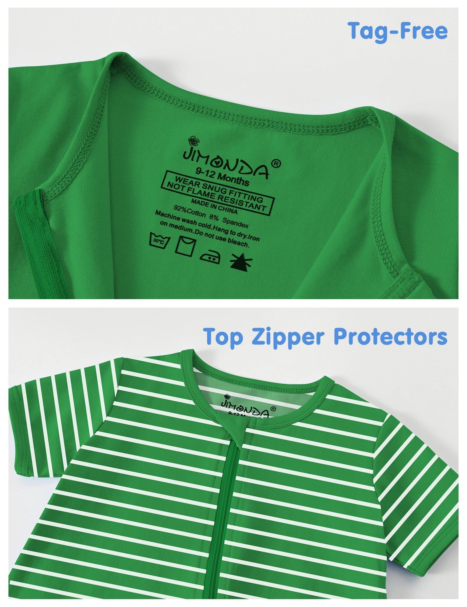 Jimonda Baby Romper 2 Pack Short Sleeve Pajamas Footless Sleepers Baby Boys Girls 2 Way Zipper Pjs Sleep and Play Clothes