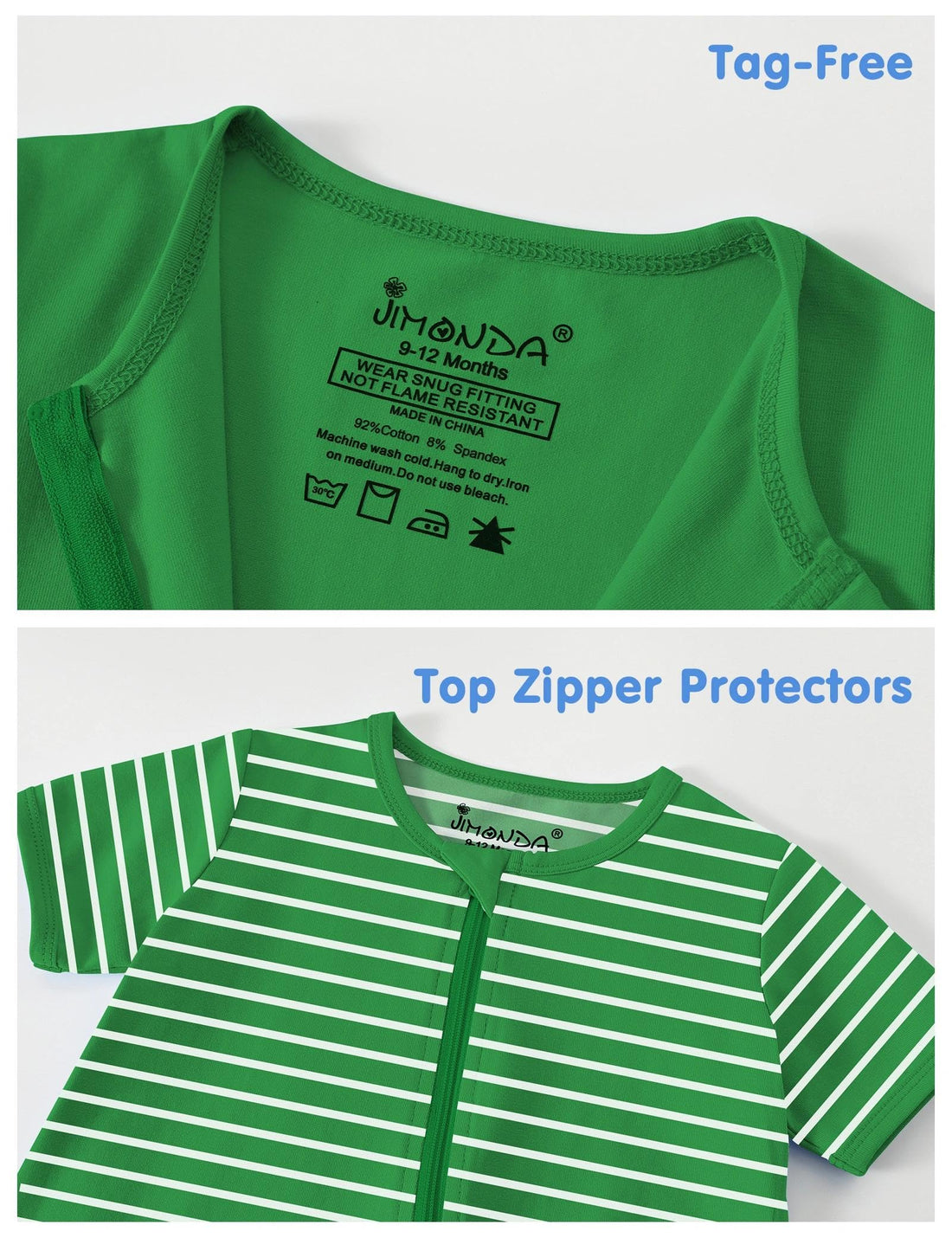 Jimonda Baby Romper 2 Pack Short Sleeve Pajamas Footless Sleepers Baby Boys Girls 2 Way Zipper Pjs Sleep and Play Clothes