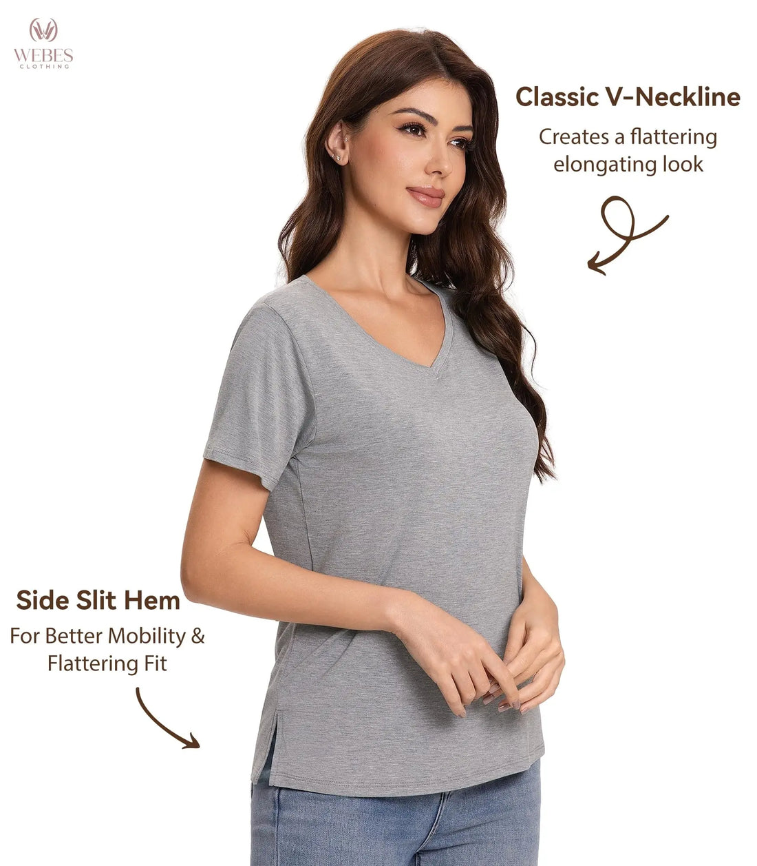 Pajama Tops for Women Viscose from Bamboo T-Shirt Short Sleeve Tee Soft V Neck Shirt Cooling Pjs Sleepwear S-XXL