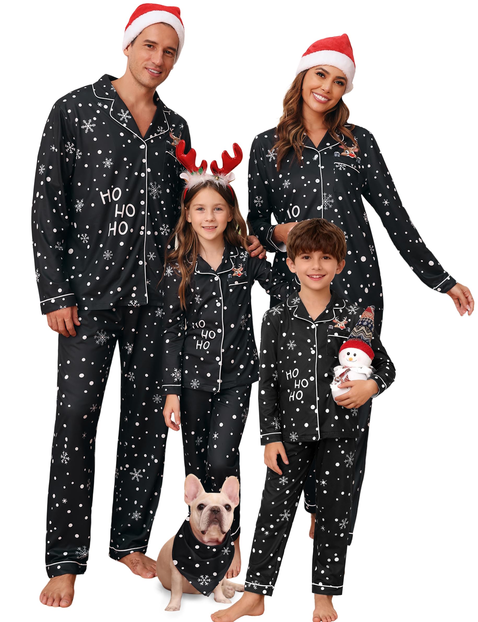 iClosam Christmas Family Matching Pajamas Long Sleeve Button Down Pj Set Festival Party Sleepwear