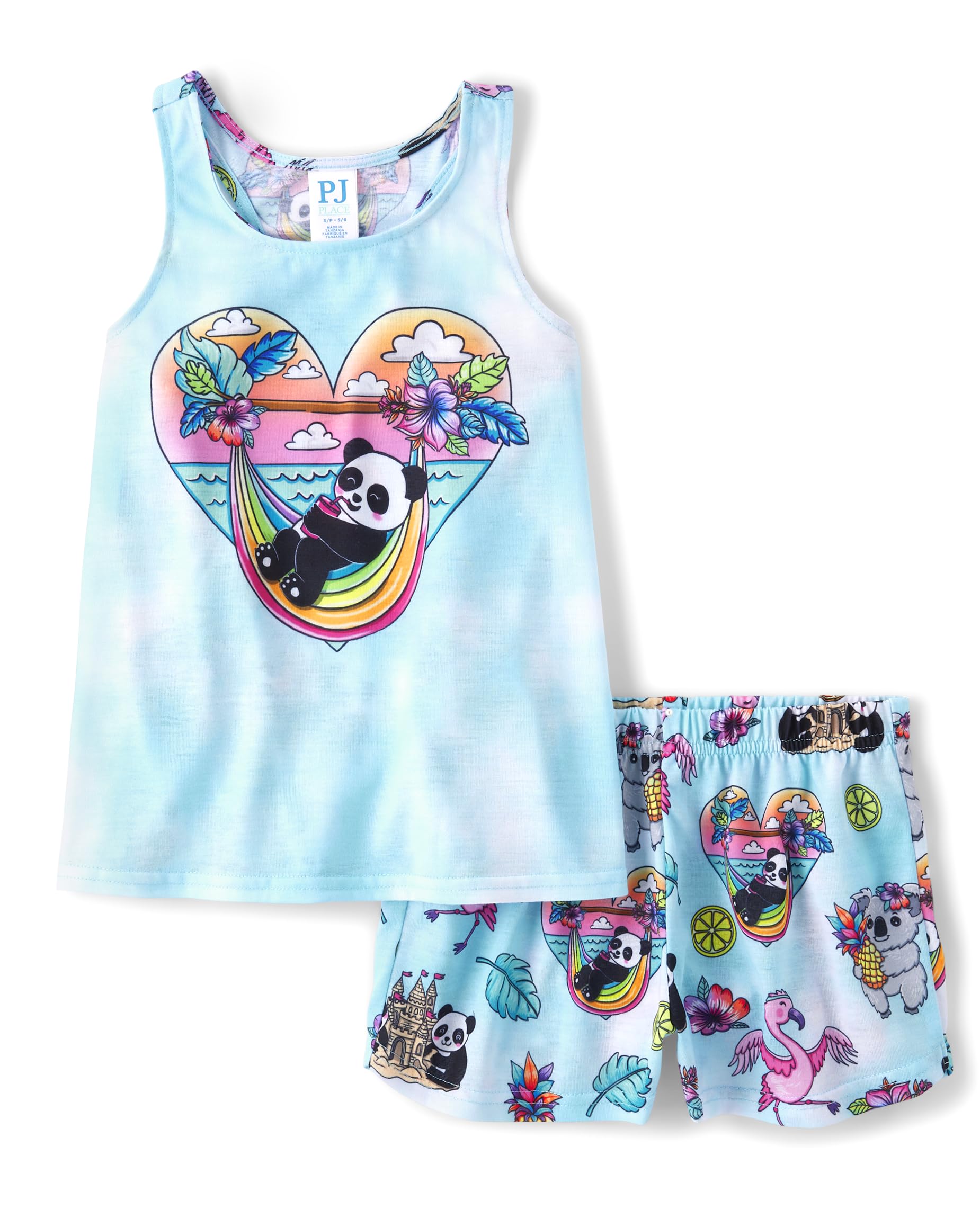 The Children's Place girls Sleeveless Tank Top and Short 2 Piece Pajama Set