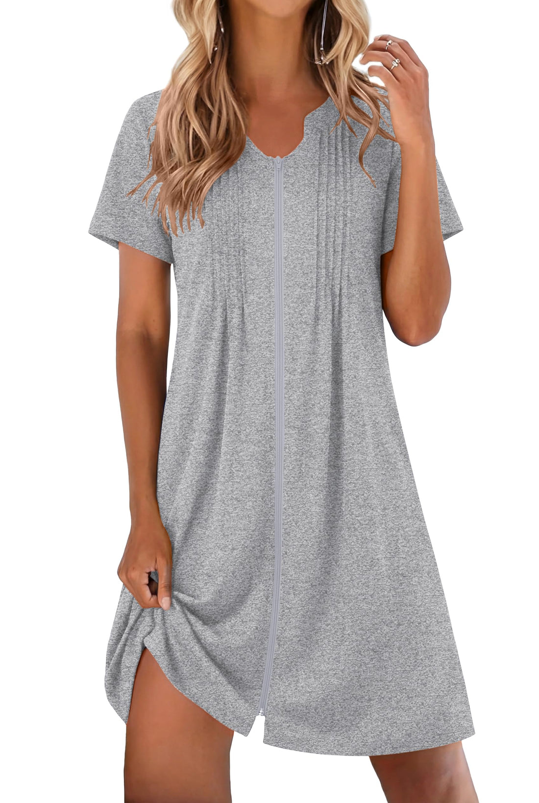 EKOUAER Women Zipper Robes Short Bathrobe Lightweight Mumu Duster House Coat with Pockets Soft Moo Moo Nightgown WEBE CLOTHING