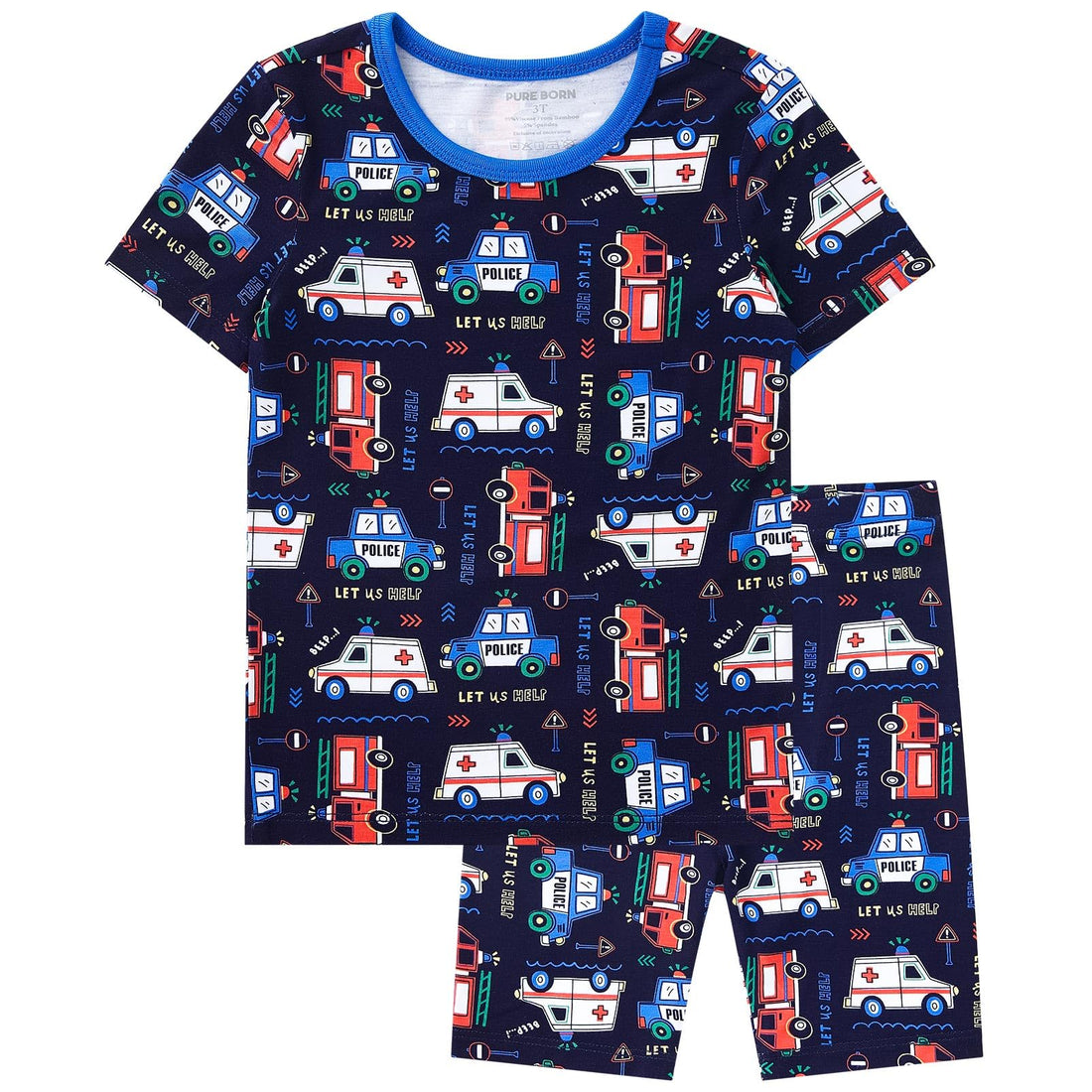 pureborn Baby Viscose from Bamboo Pajama Set Boys Sleepwear 12M-8Y | Short sleeve, cooling fabric, snug fit, buttery soft, gentle skin touch, stretch, breathable lightweight sleepwear