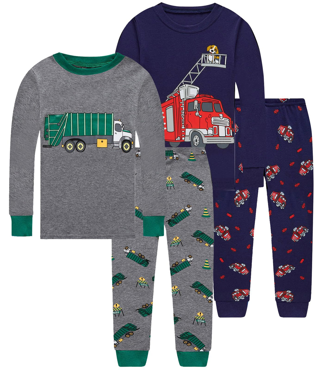 Little bety Cotton 4 Piece Pajamas Boys Long Sleeve Sets Toddler Boys Pjs Kids Sleepwear Sets