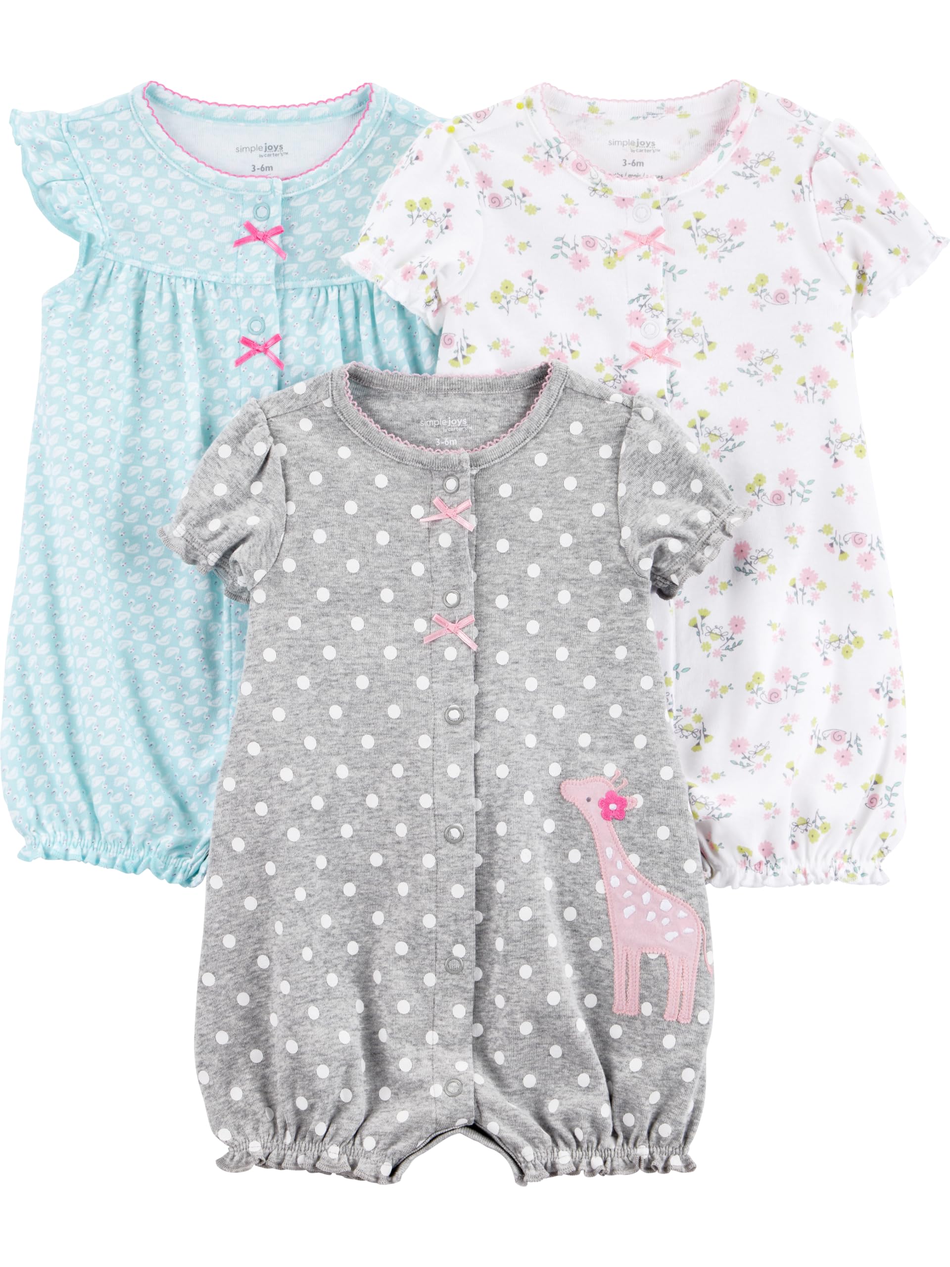 Simple Joys by Carter's Baby Boys 3 pack Snap up Rompers WEBE CLOTHING
