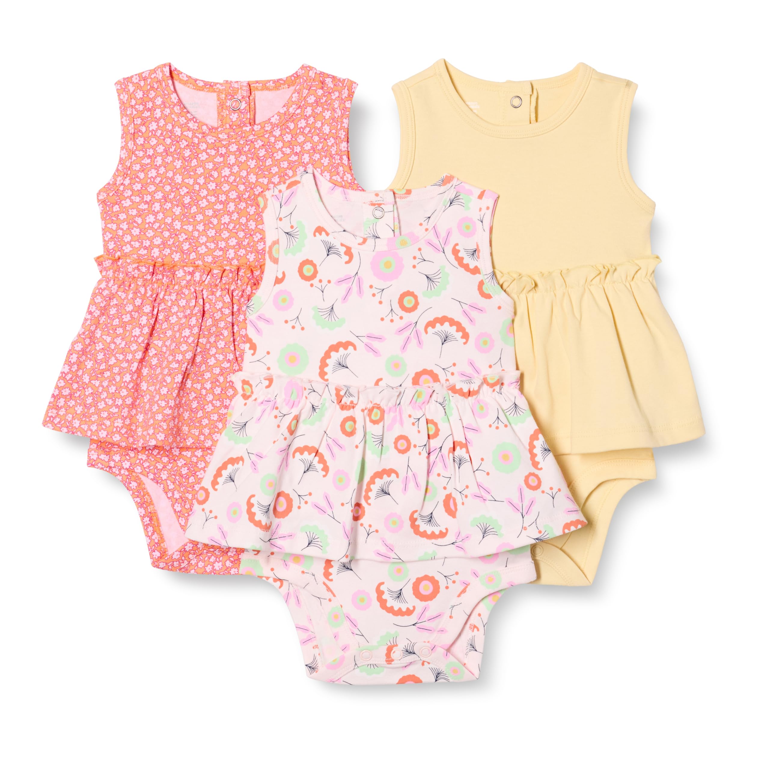 Amazon Essentials Baby Girls' Sleeveless Bodysuit Dress, Pack of 3 WEBE CLOTHING