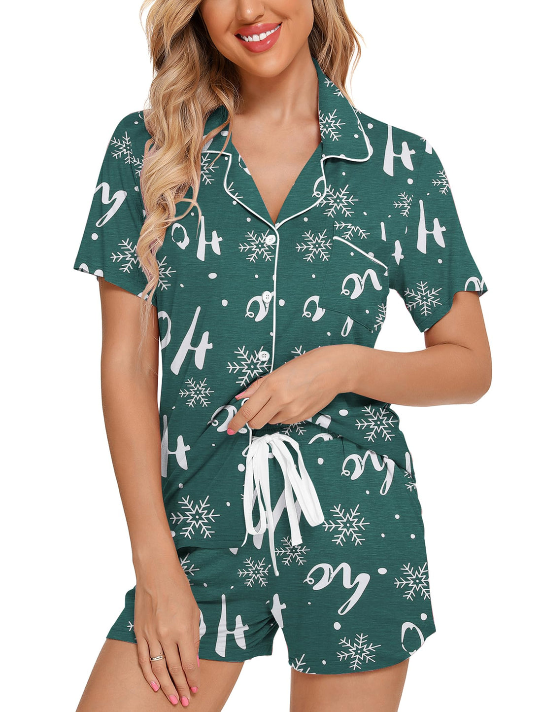 Leikar Womens Button Down Pajama Sets Bride Pajamas Sets Sleepwear Shorts Lounge Set