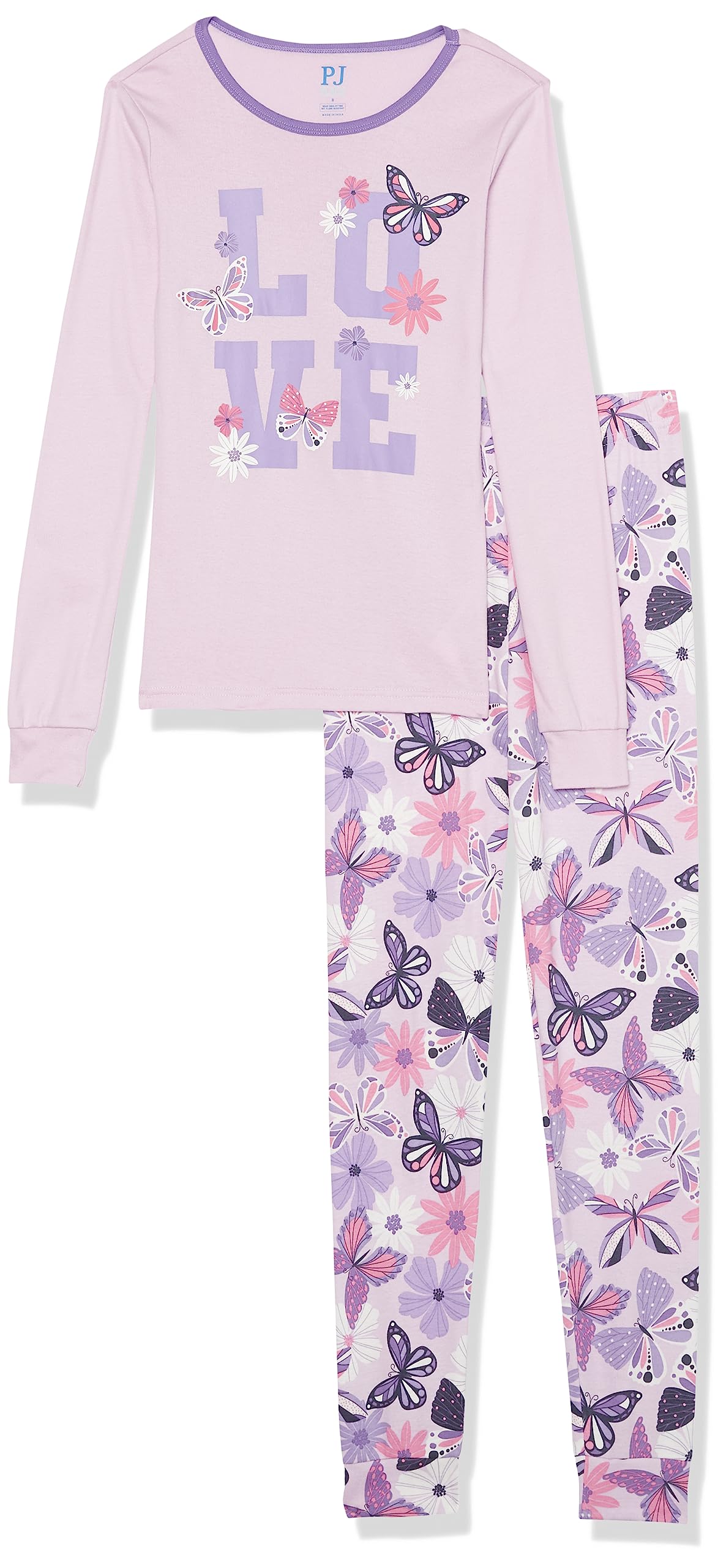 The Children's Place girls Long Sleeve Top and Pants Snug Fit 100% Cotton 2 Piece Pajama Set