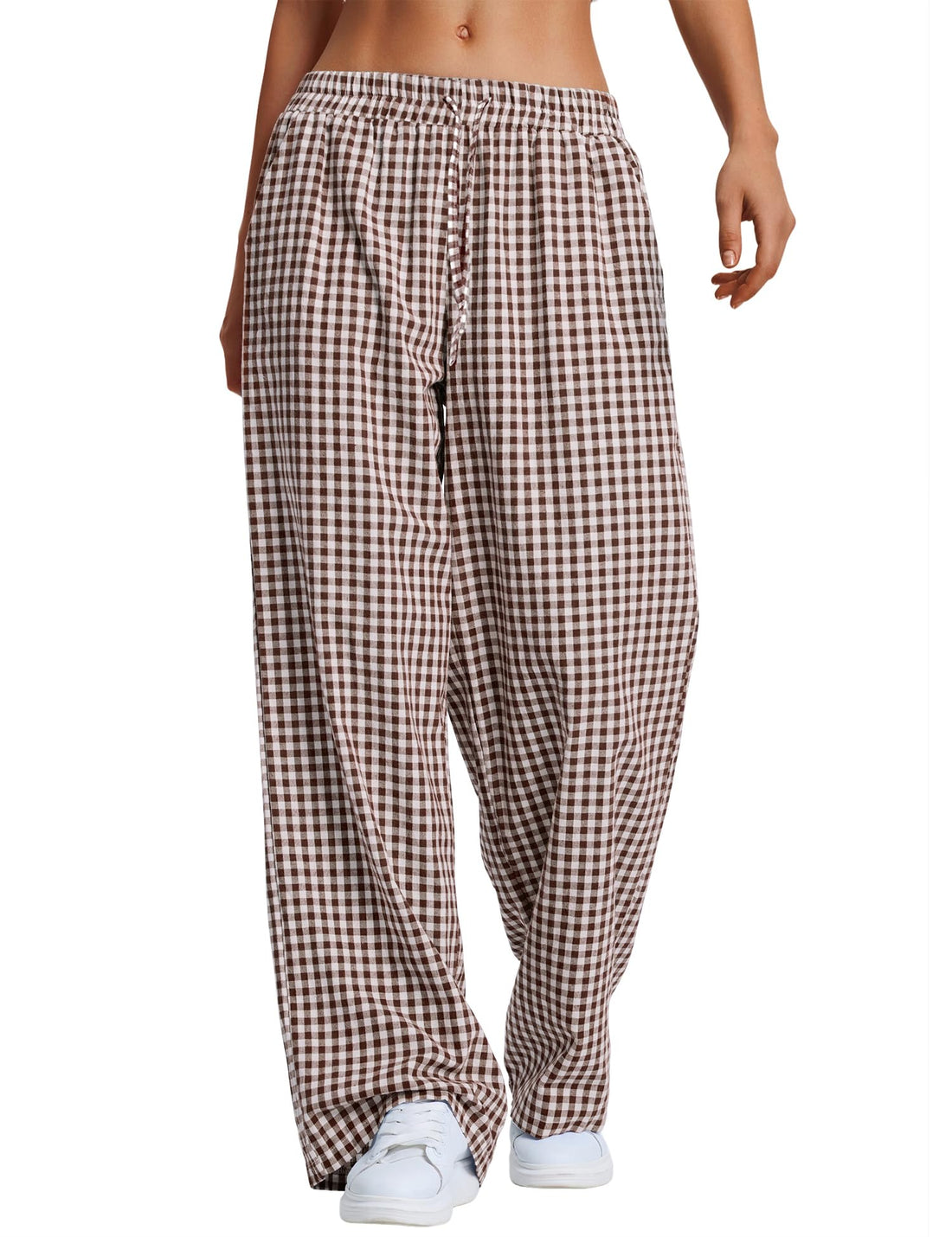 LOMON Striped Gingham Pants Women 2026 Spring Summer Pajamas Wide Leg Pj Lounge Boxer Bottoms Y2k Trousers with Pocket