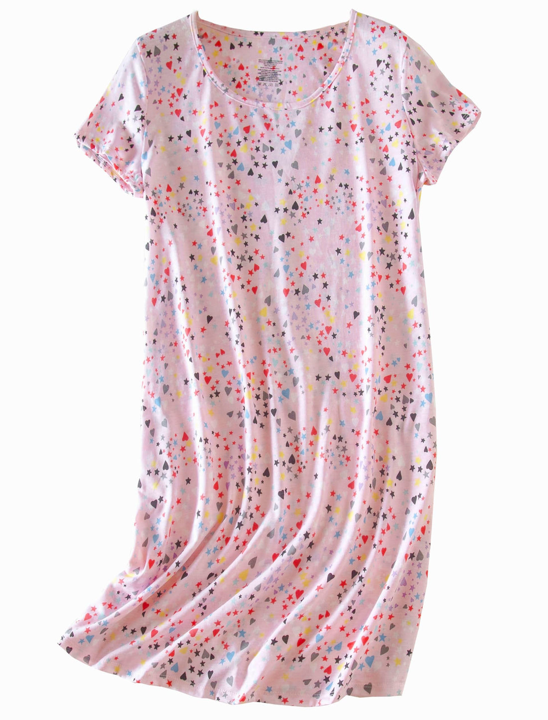 PNAEONG 3 Pack Women's Cotton Nightgown Sleepwear Short Sleeves Shirt Casual Print Sleepdress