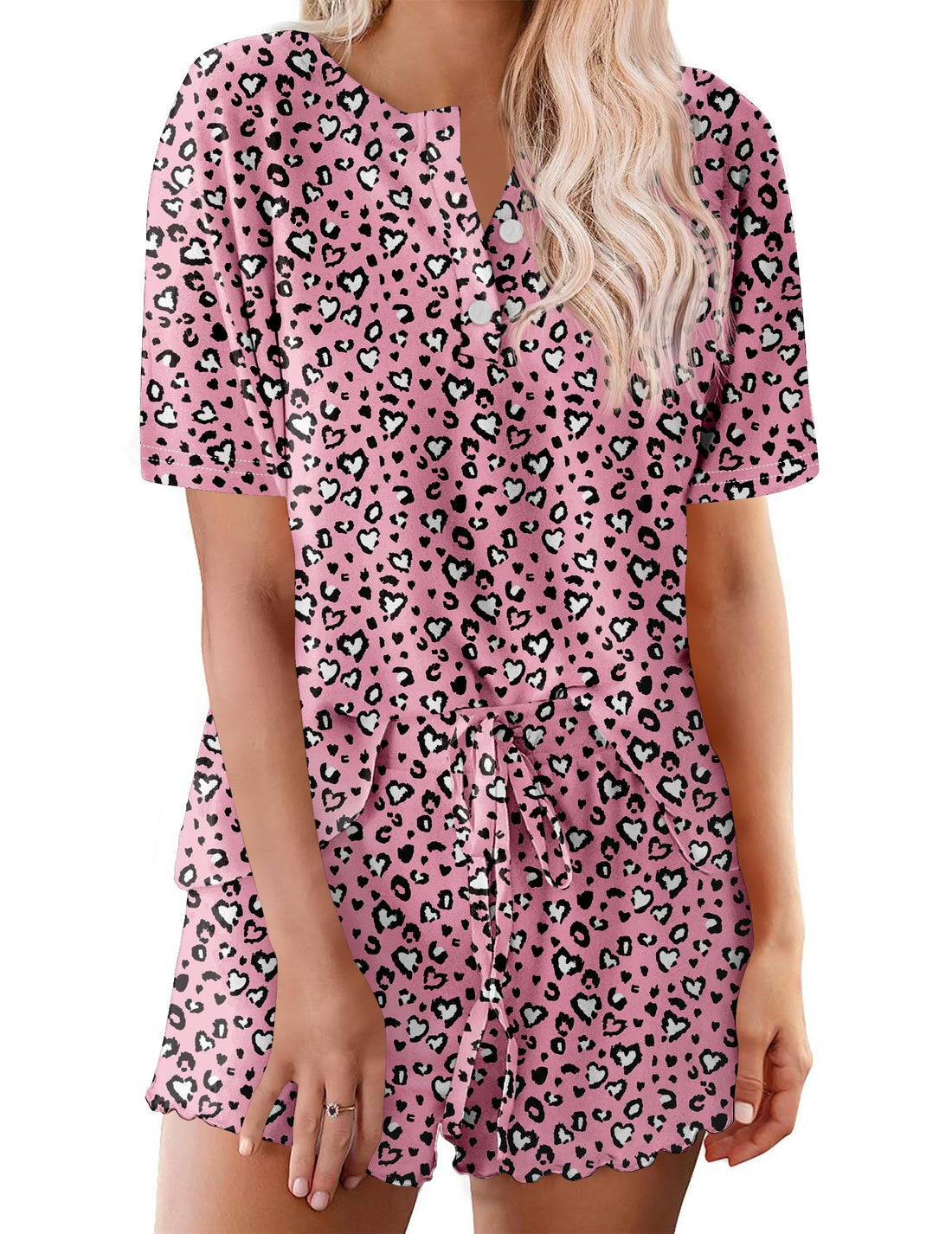 Ekouaer Pajamas Set for Women Short Sleeve Lounge Set 2 Piece Loungewear PJs Soft Cute Lightweight Sleepwear WEBE CLOTHING