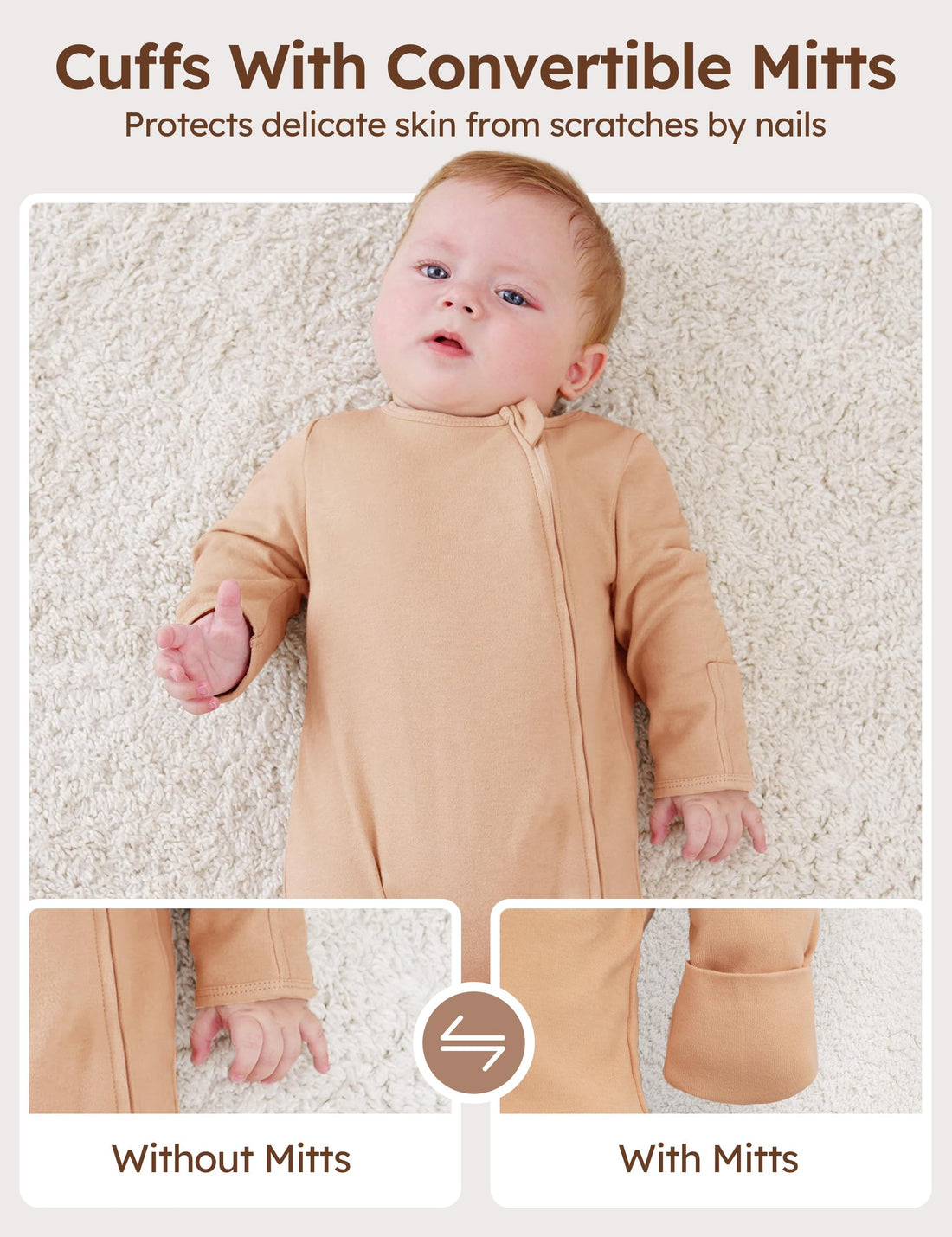 Unnivoll Baby Pajamas 100% Cotton Baby Sleepers for Newborn 0-3 3-6 6-9 Months 3Pcs Footie Pajamas Baby Boys Girls Clothes