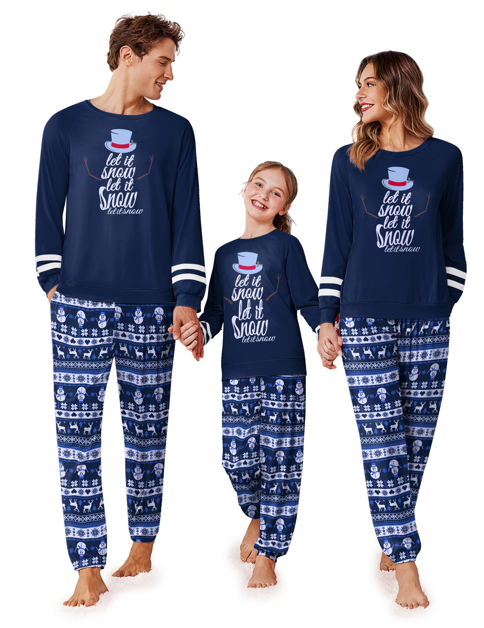 Ekouaer Family Christmas Pajamas Matching Sets Long Sleeve Couple Pjs Holiday Sleepwear Soft Loungewear with Pockets