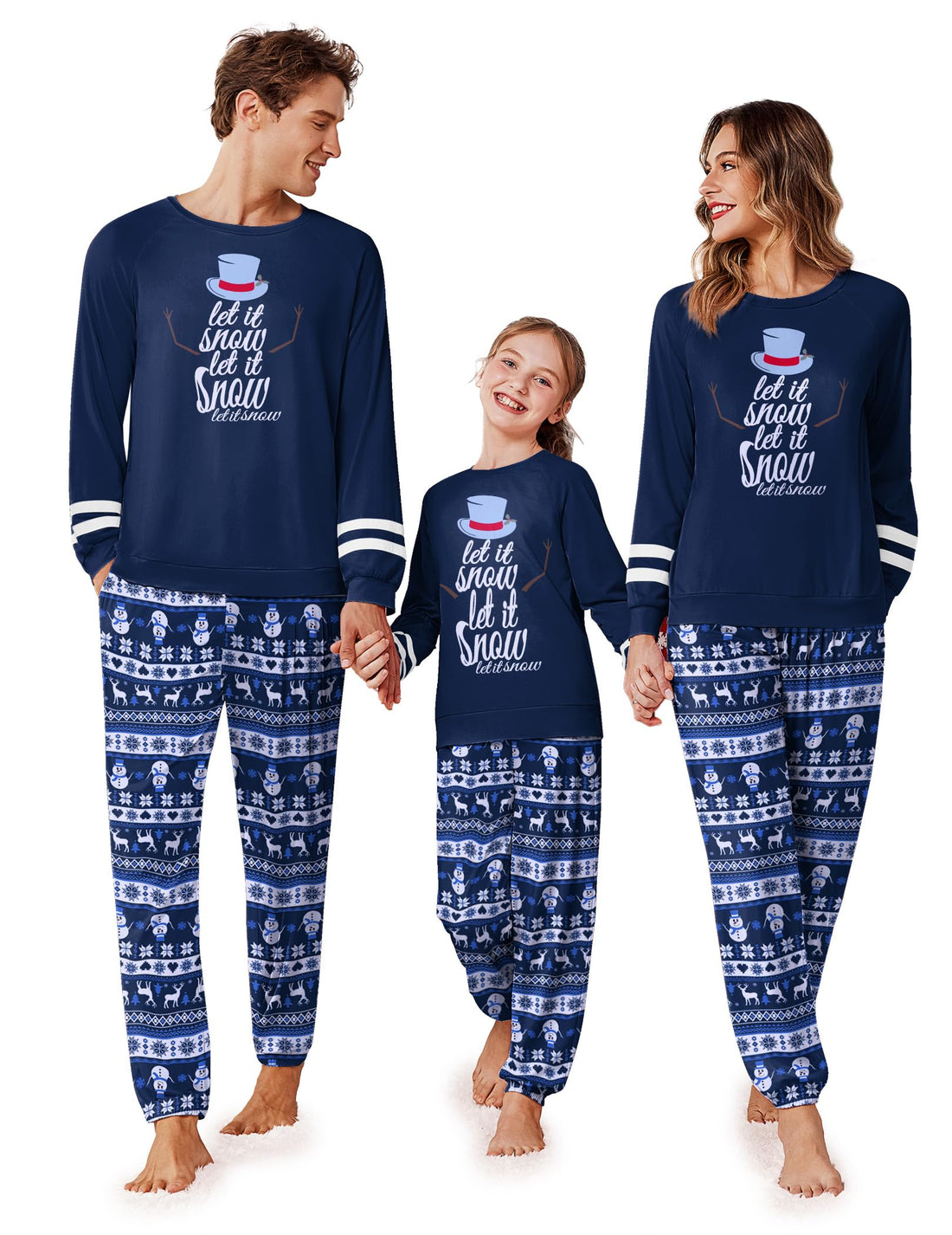 Ekouaer Family Christmas Pajamas Matching Sets Long Sleeve Couple Pjs Holiday Sleepwear Soft Loungewear with Pockets