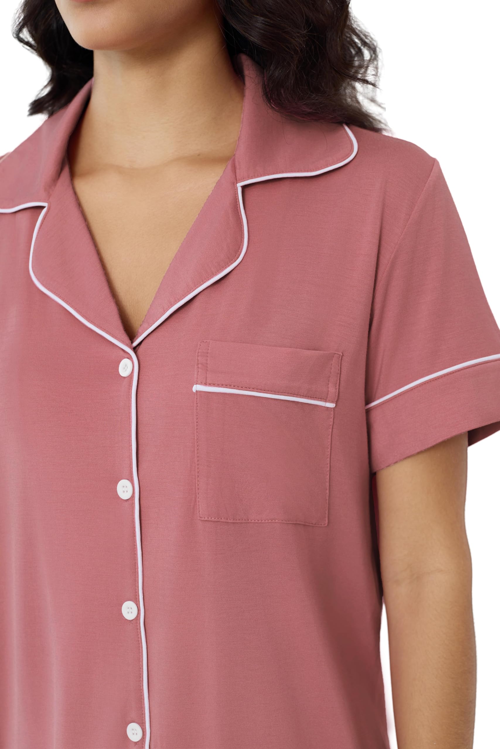 Joyaria Women's Cooling Bamboo Viscose Pajamas Shorts Set Button Front | Moisture Wicking, Cool & Lightweight, Breathable PJs for Night Sweats