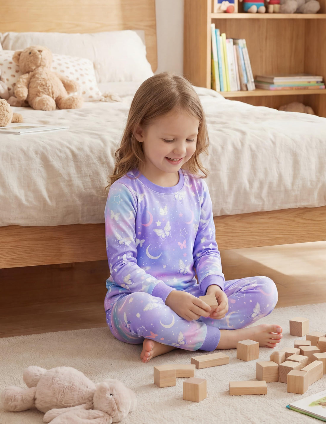 Yoofoss Toddler Pajamas 100% Organic Cotton Girls Boys Pajamas for Kids 4 Piece Snug Fit Long & Short Sleeves Pjs Set