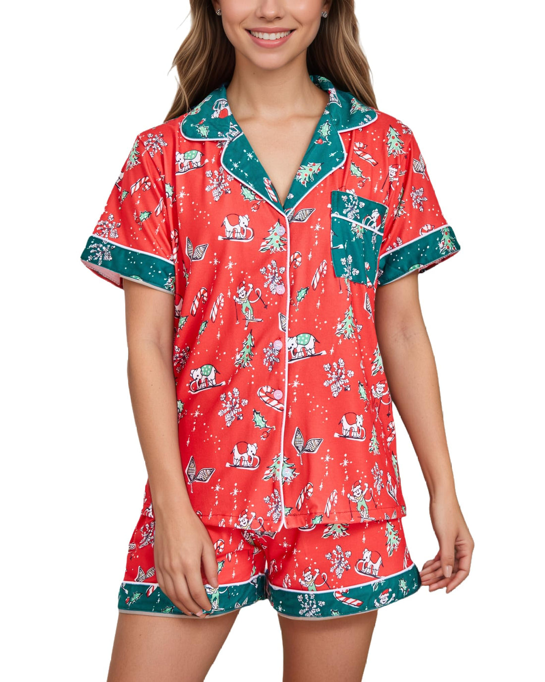 Women Y2k Pajamas Set Cute Preppy 2PCS Button Down Holiday Monkey Shorts Summer Outfit Beach Vacation Loungewear PJs WEBE CLOTHING