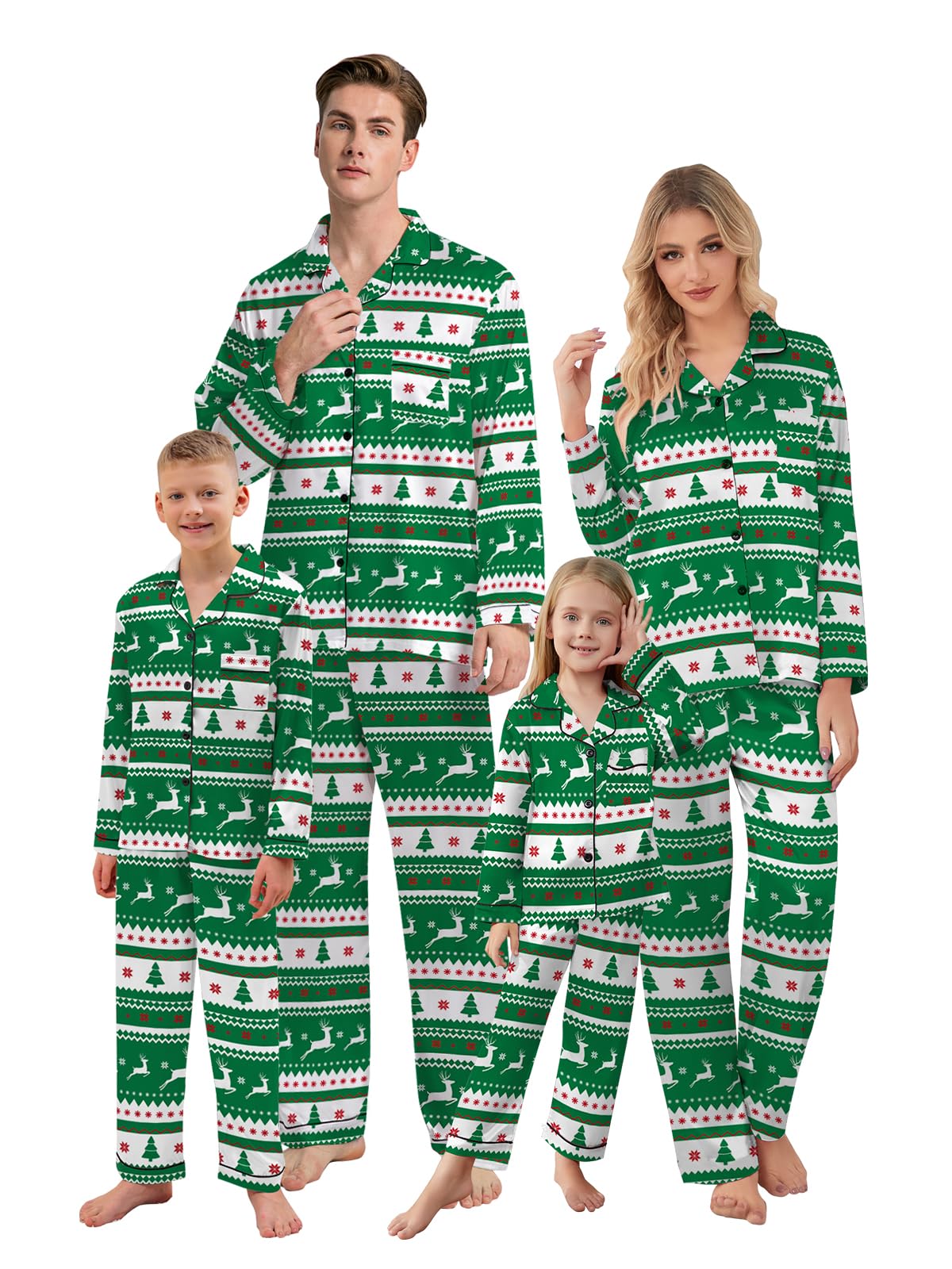 QZH.DUAO Family Christmas Pjs Matching Sets Plaid Pajamas Long Sleeve Holiday Sleepwear Set Loungewear Set
