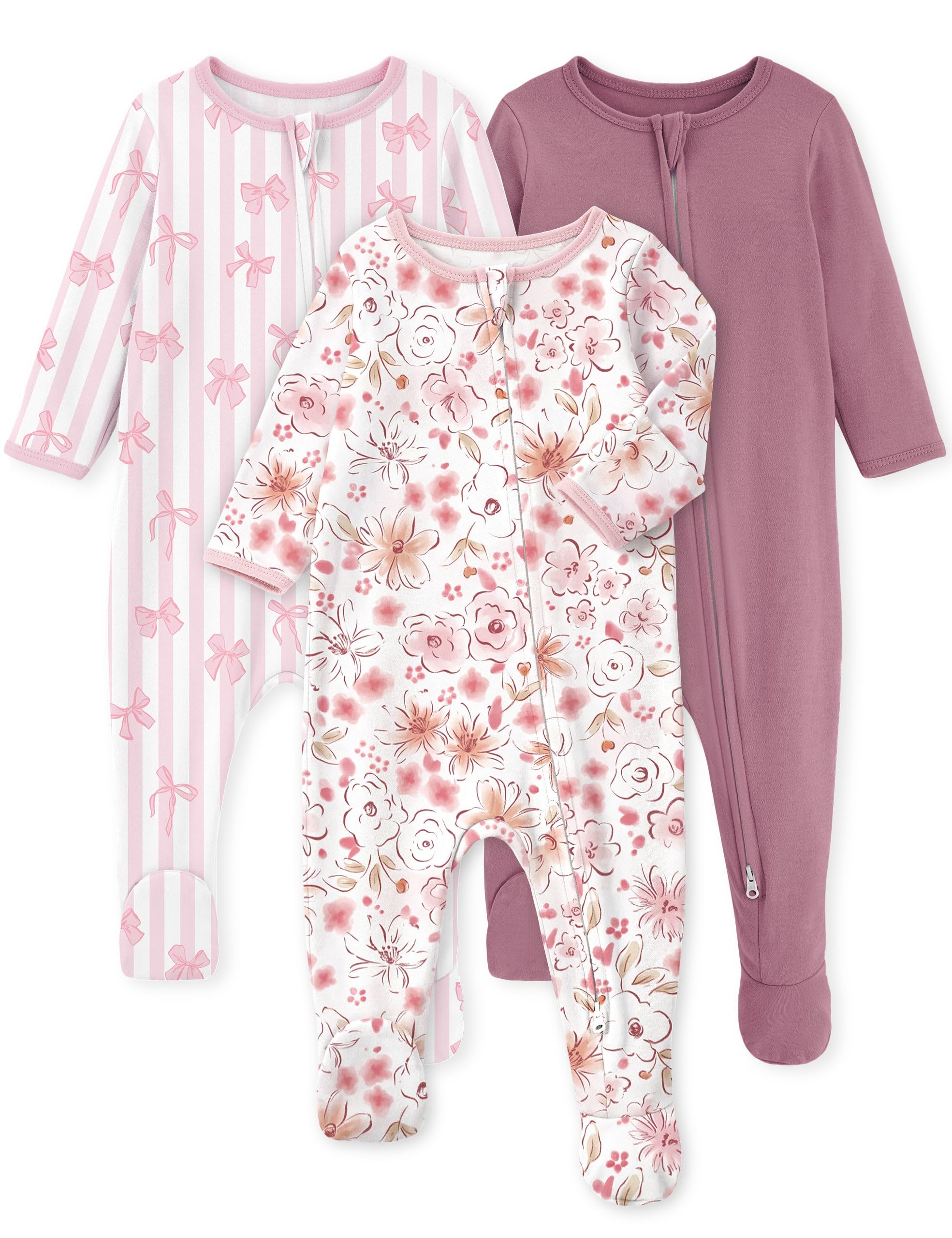 Yoofoss Baby Pajamas 100% Organic Cotton Baby Sleepers for Newborn 0-3 3-6 6-9 Months Boys Girl Clothes 3pcs Footed PJs