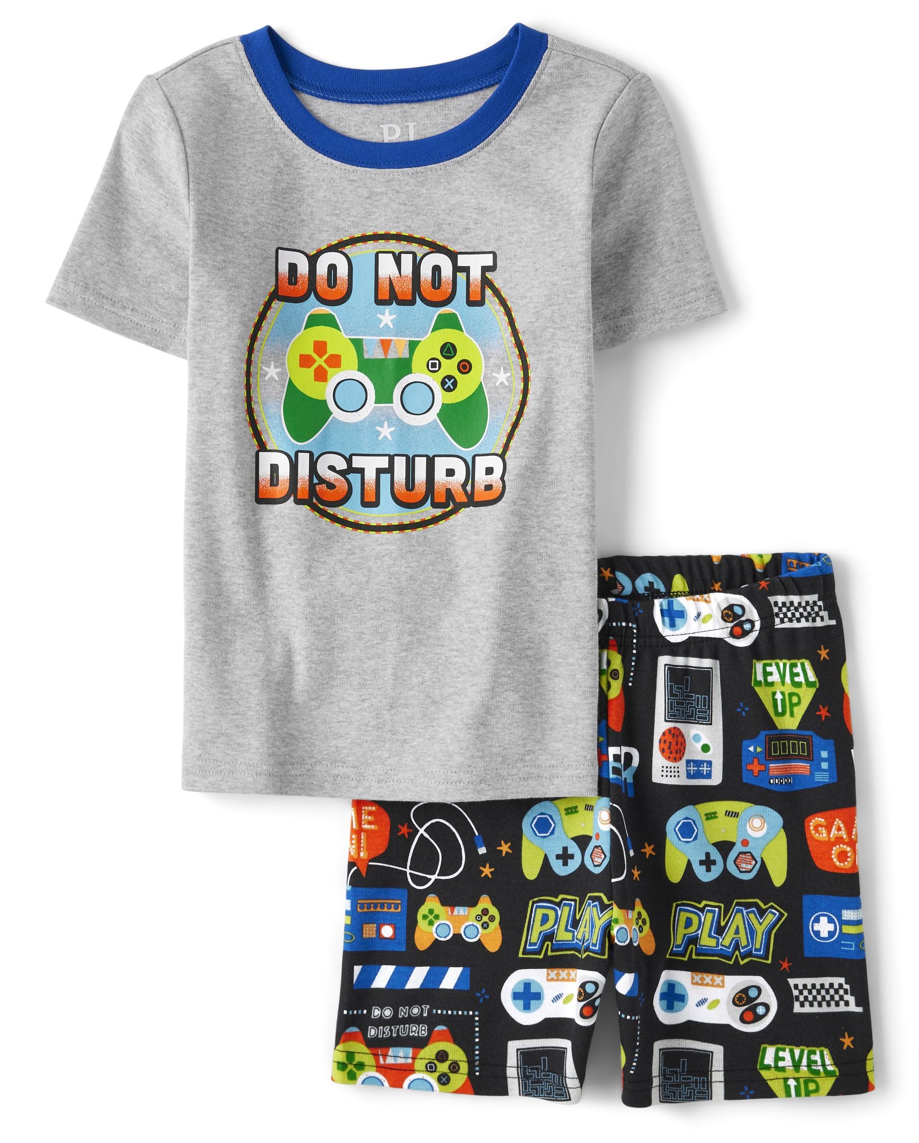 The Children's Place Boys' Short Sleeve Top and Shorts Snug Fit 100% Cotton 4 Piece Pajama Set