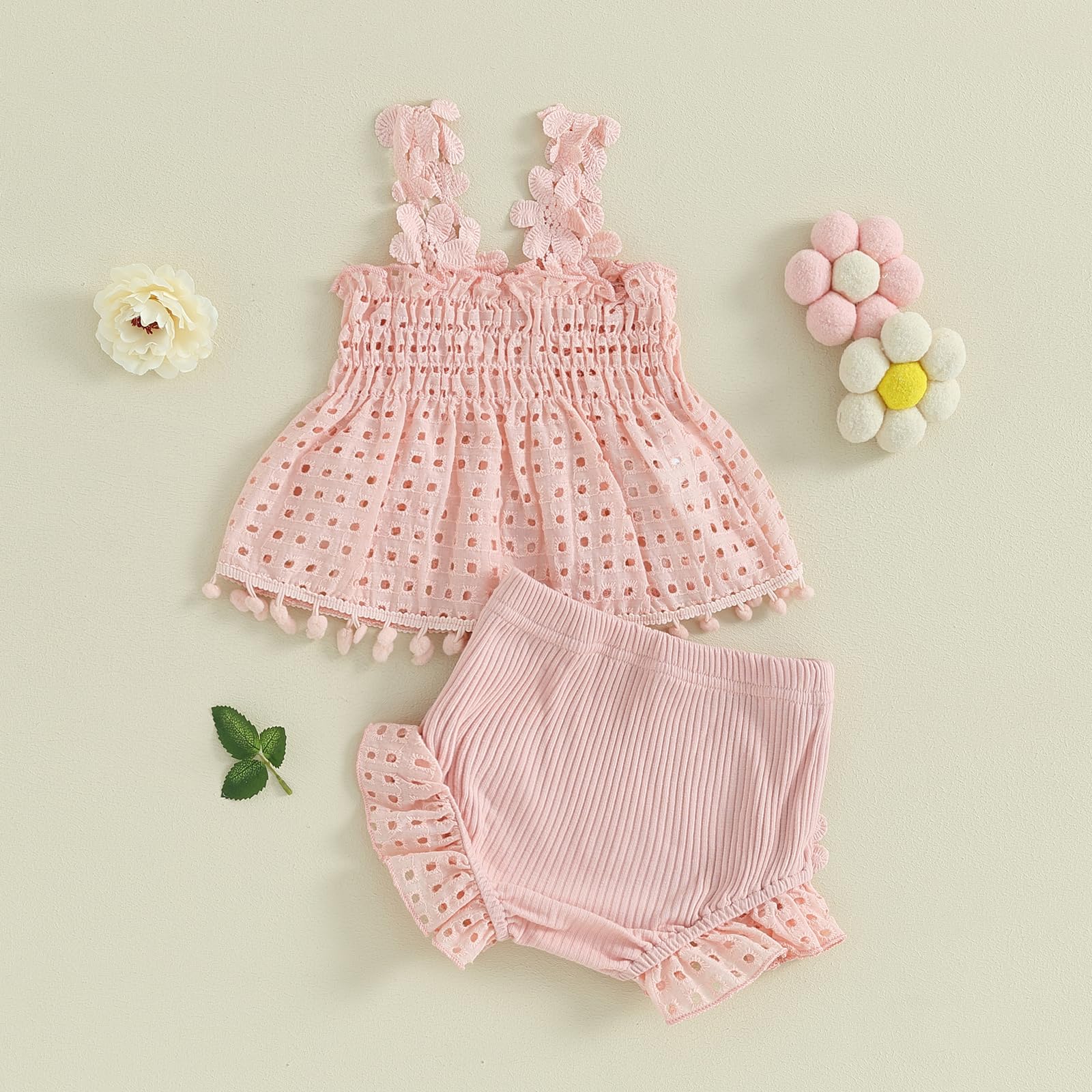 Newborn Baby Girl Summer Clothes Sleeveless Floral Top Ribbed Shorts Boho Outfit Set WEBE CLOTHING