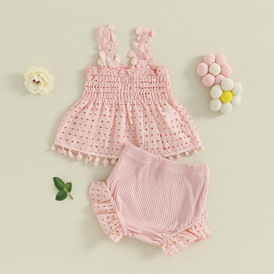 Newborn Baby Girl Summer Clothes Sleeveless Floral Top Ribbed Shorts Boho Outfit Set WEBE CLOTHING