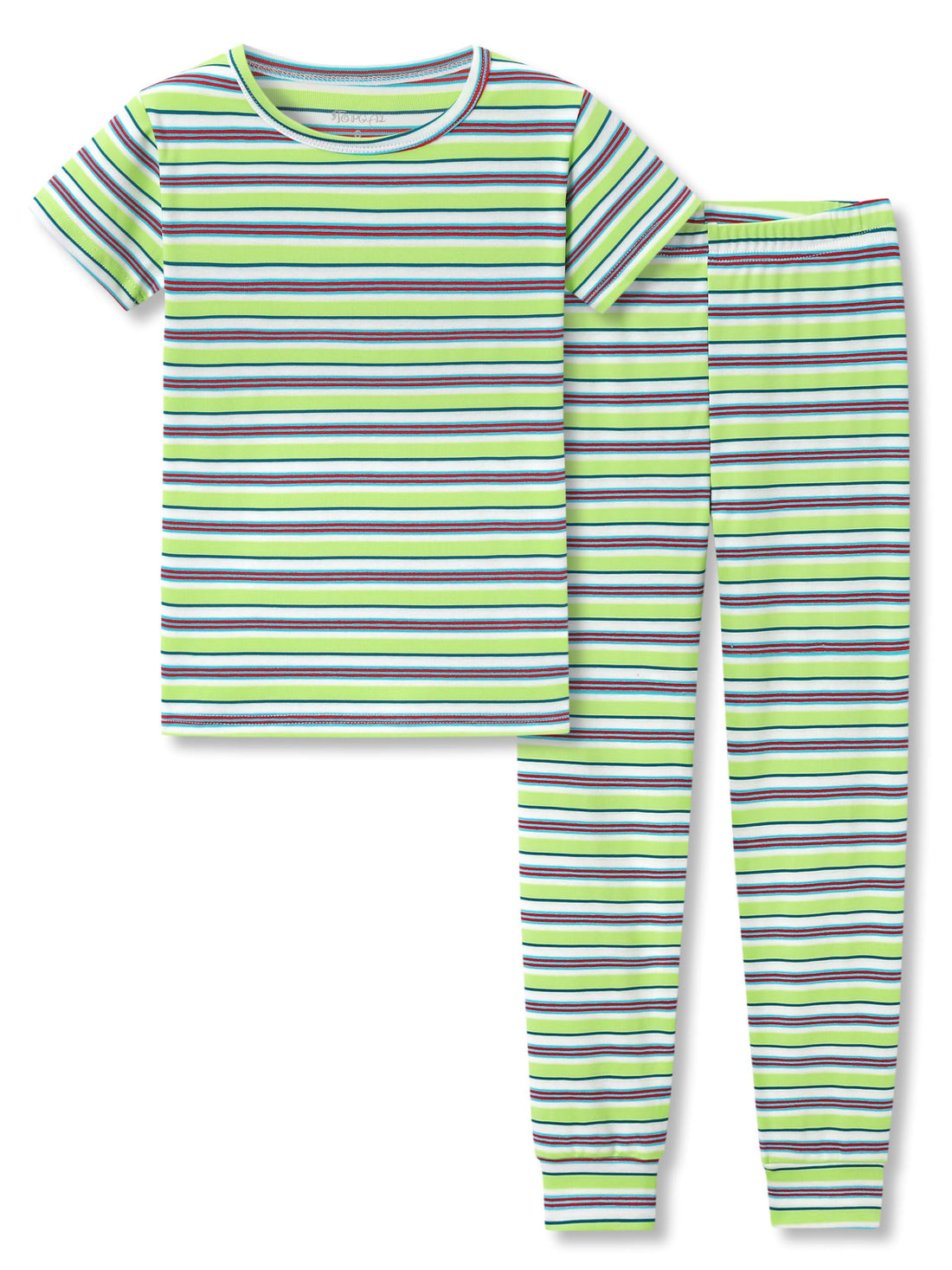 Topgal Summer Pajamas for Unisex Kids - Purple & Brown Stripe Snug Fit Pull-On Short Sleeve Sleepwear Pjs Set Size 2T-10
