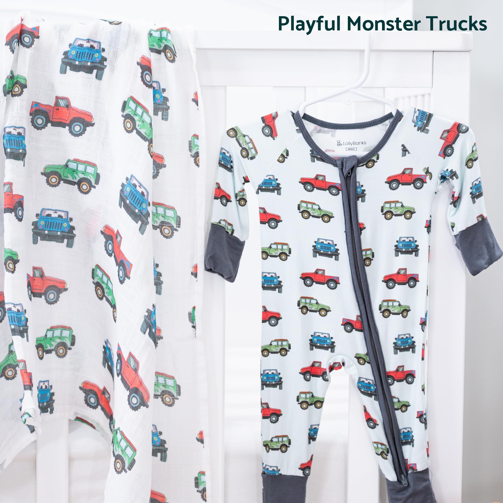 LollyBanks Baby Pajamas, Long Sleeve Baby Romper with 2-Way Zipper, 95% Viscose from Bamboo and 5% Spandex, Infant Sleepers