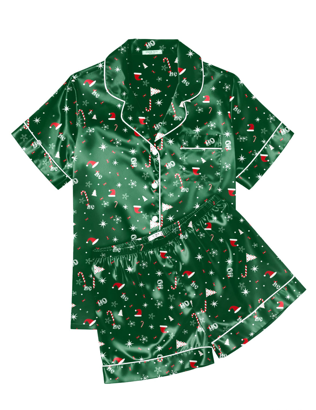 Ekouaer Womens Silk Satin Pajama Sets Soft Short Sleeve Button Down Sleepwear Top and Shorts 2 Piece Pjs Lounge Set