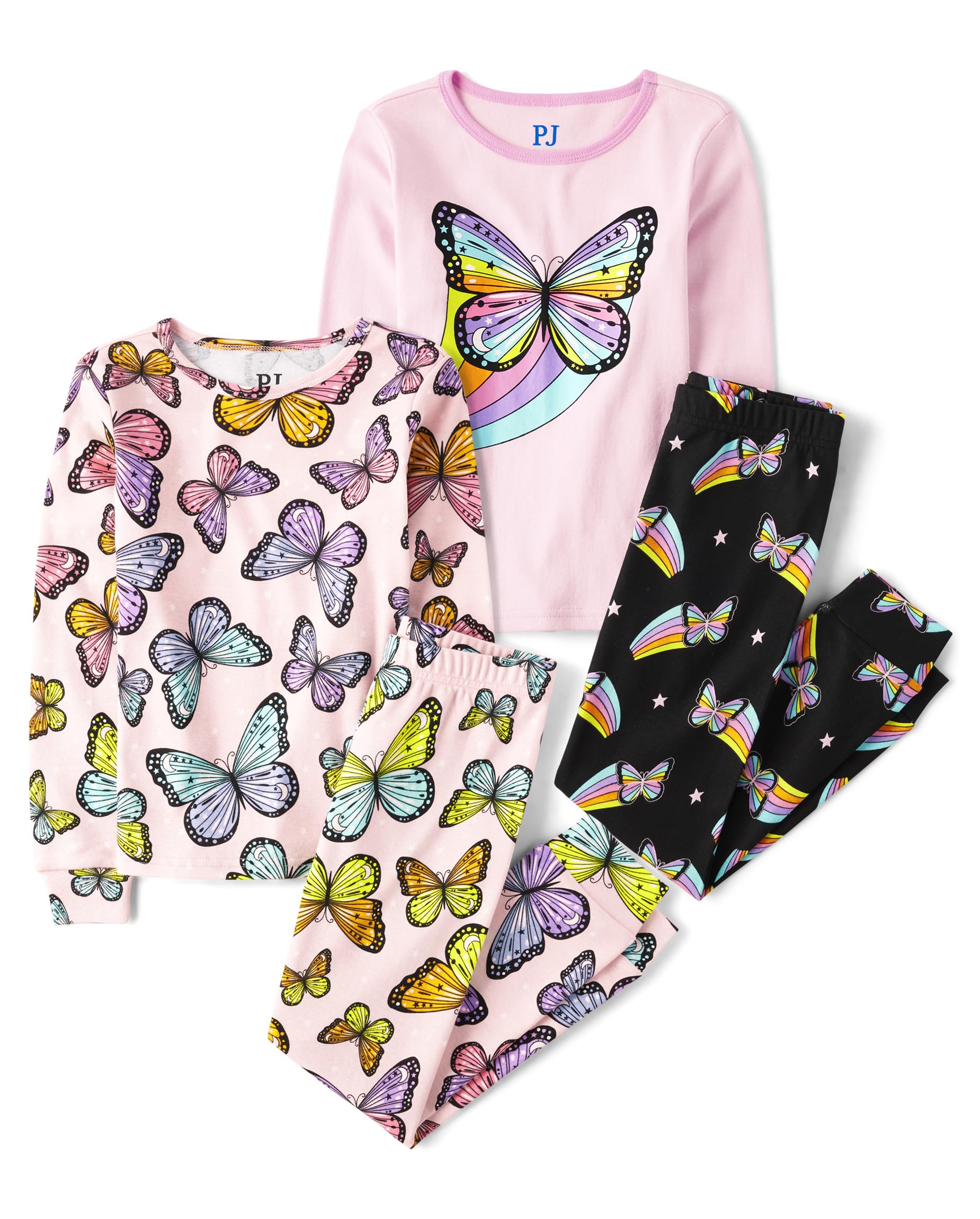 The Children's Place girls Long Sleeve Top and Pants Snug Fit 100% Cotton 2 Piece Pajama Set