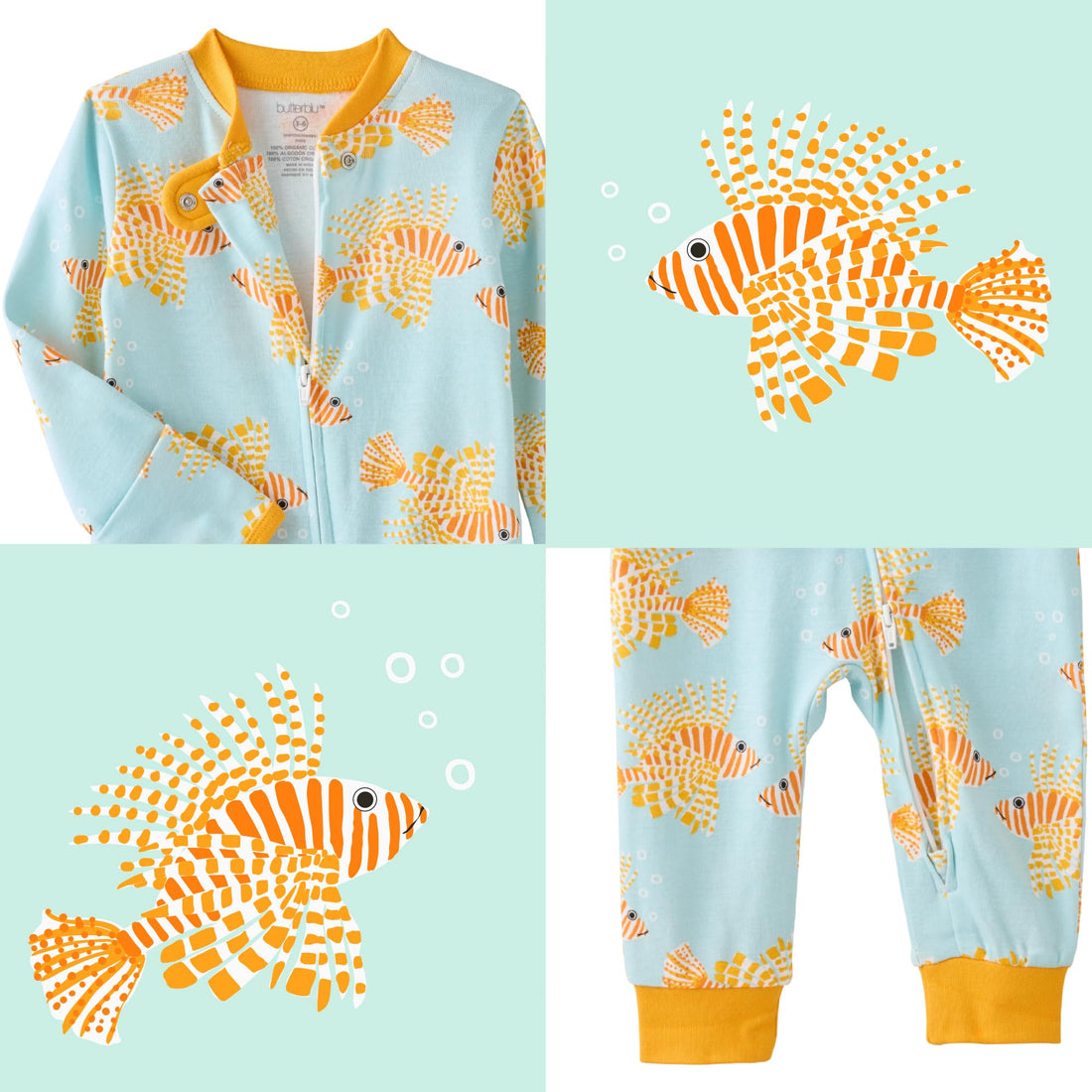 Butterblu Shadow Sleep & Play Baby Pajamas 100% Organic Cotton Two Way Zipper Sleeper Pajamas for Baby Boys & Girls