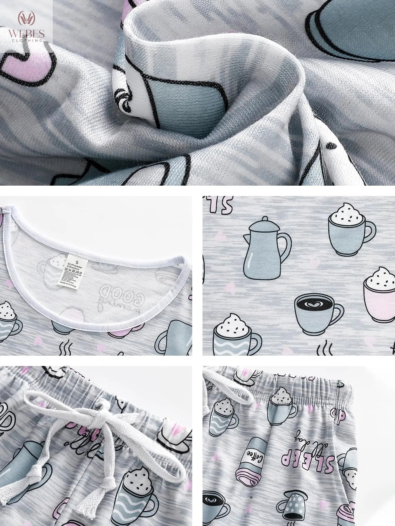 VENTELAN Women's 2 Piece Short Sleeve Pajama Sets Soft Loungewear Summer Sleepwear Pjs Sets with Pockets WEBE CLOTHING