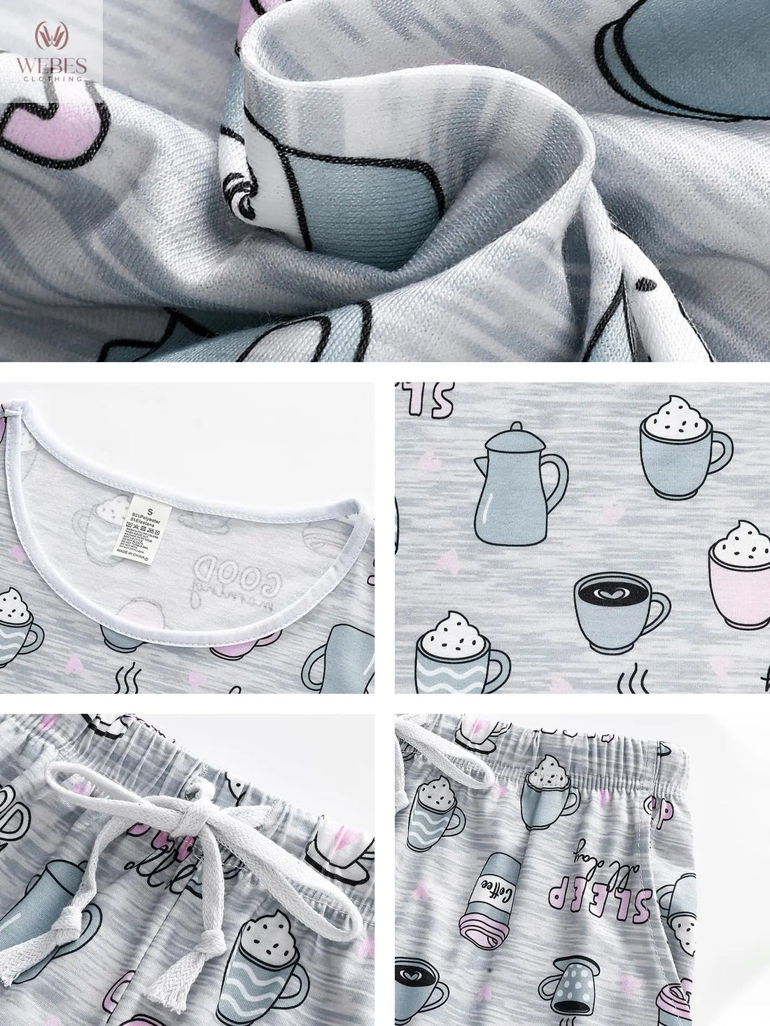VENTELAN Women's 2 Piece Short Sleeve Pajama Sets Soft Loungewear Summer Sleepwear Pjs Sets with Pockets WEBE CLOTHING