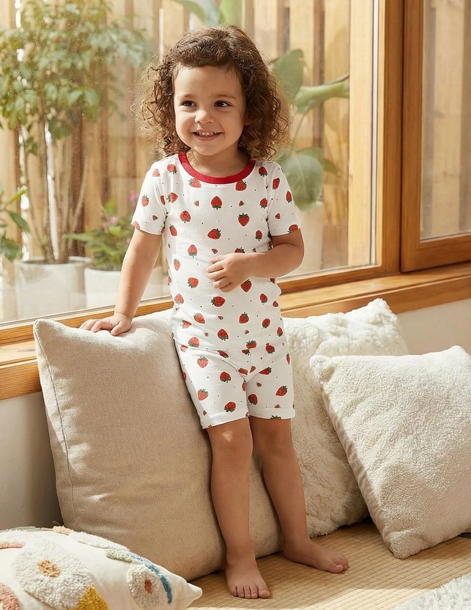 Arshiner Pajamas for Girls Summer Short Sleeve Sleepwear Kids Soft Cute Snug Fit Pjs Sets