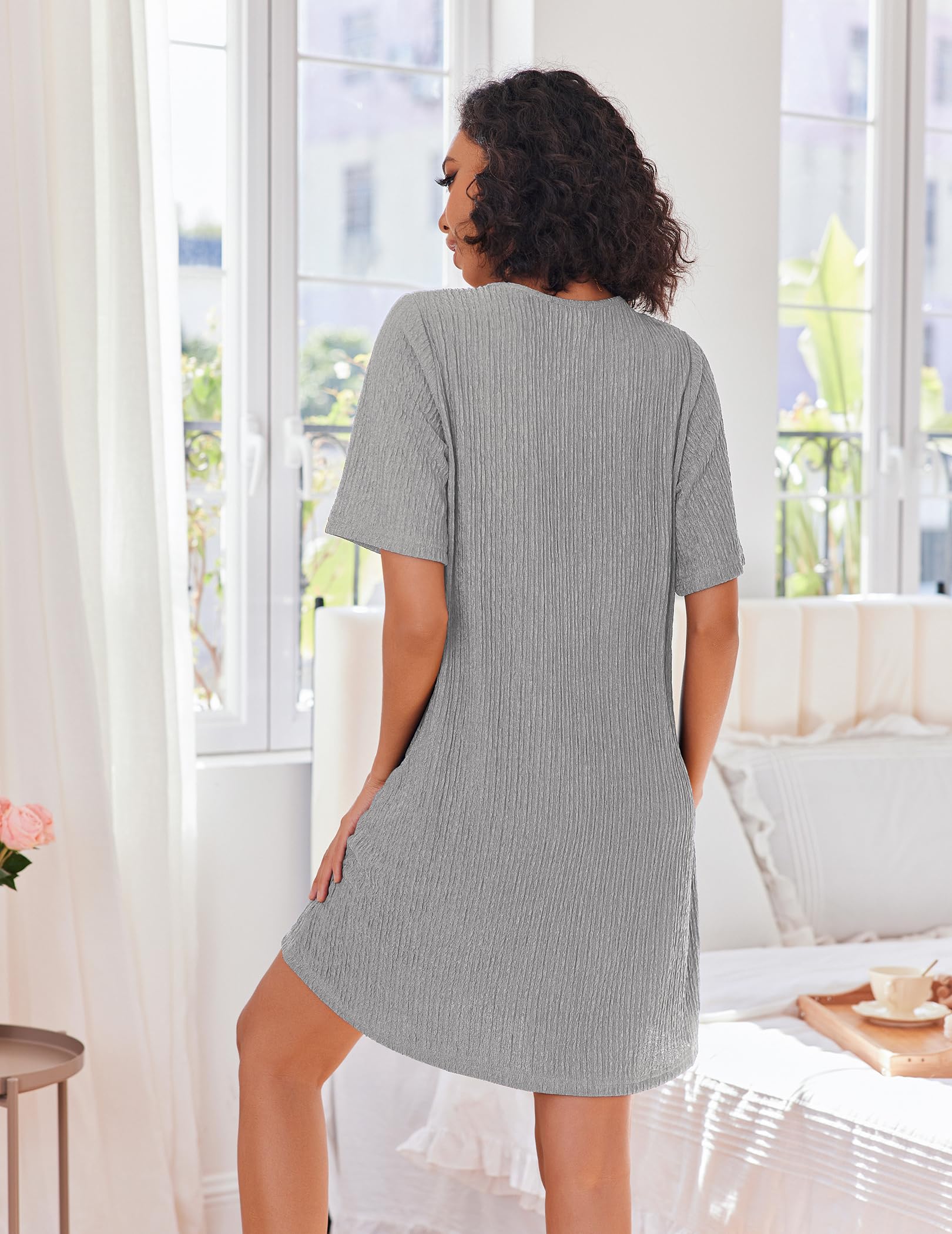Ekouaer Women Zipper Robes Knit Short Bathrobe Lightweight House Coat with Pockets Soft Nightgown S-XXL WEBE CLOTHING