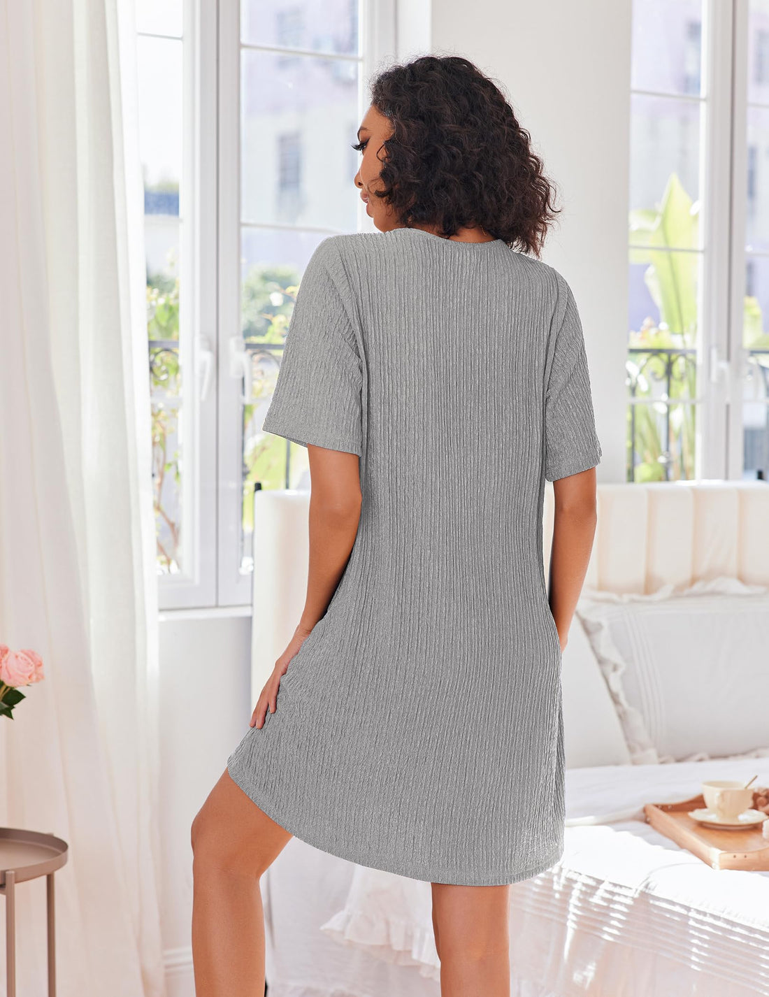 Ekouaer Women Zipper Robes Knit Short Bathrobe Lightweight House Coat with Pockets Soft Nightgown S-XXL WEBE CLOTHING