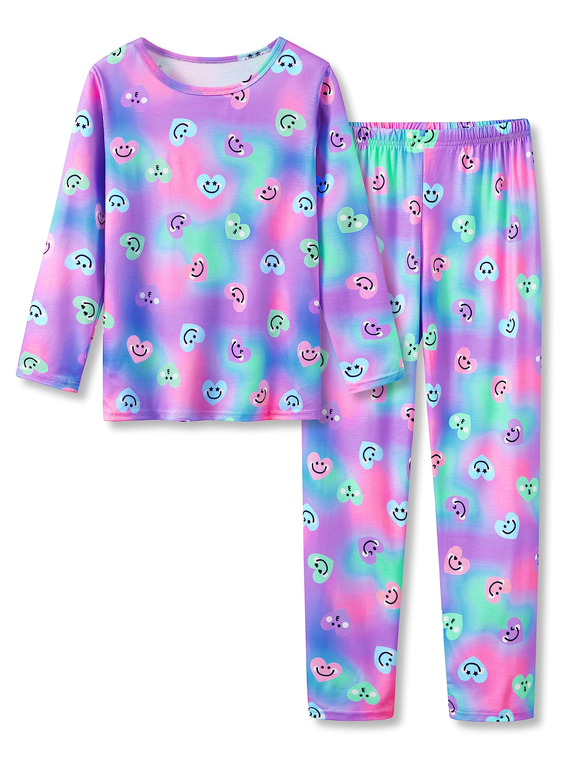 Tebbis Trendy Tie Dye Spiral Pajamas for Girls 2-Piece Soft Long Sleeve & Pants PJ Set Jammies Size 6-18