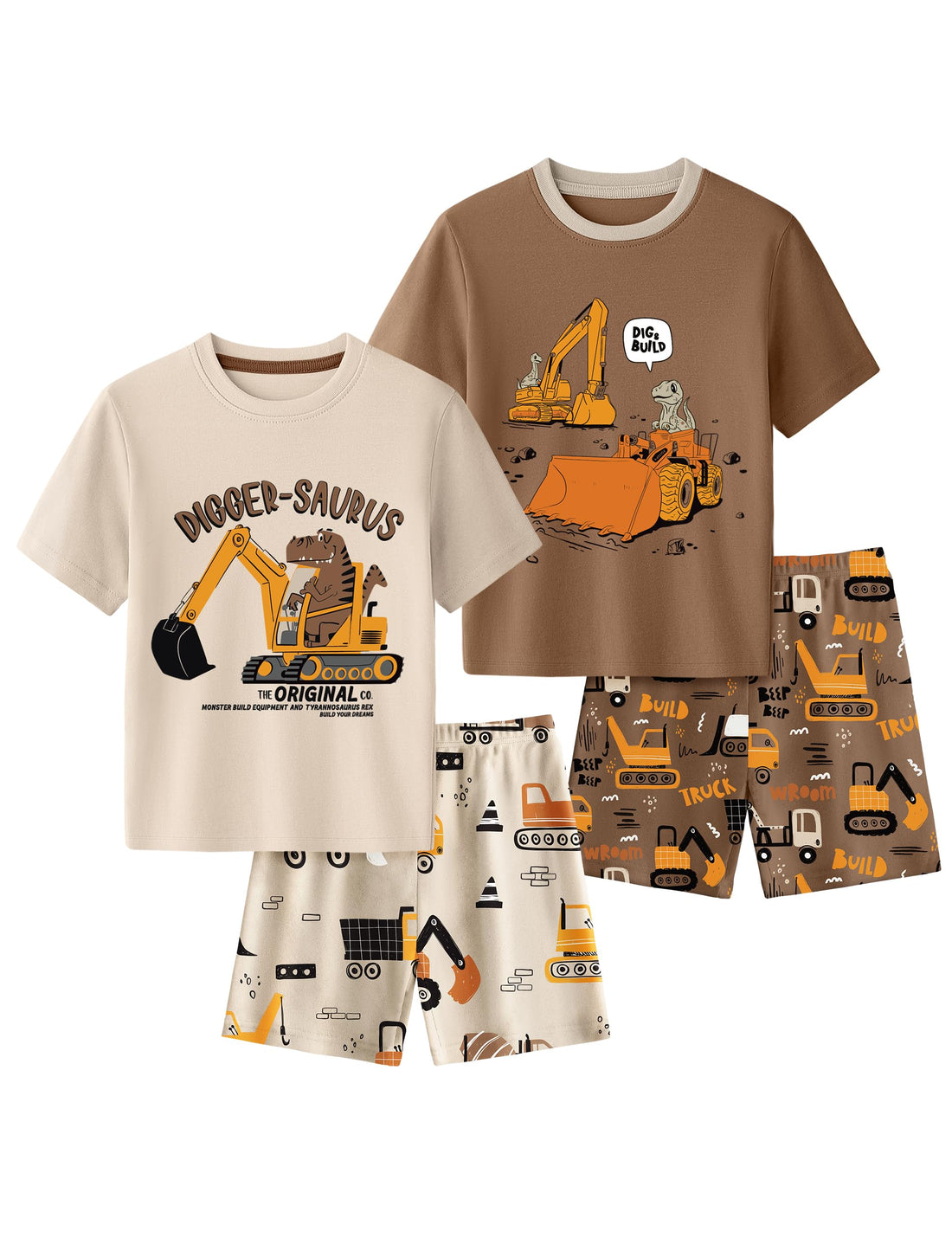 Yoofoss Toddler Pajamas 100% Organic Cotton 4 Piece Short Sleeve Summer Pajama Set Kids Pajamas Boys Girls Snug Fit Pjs Set