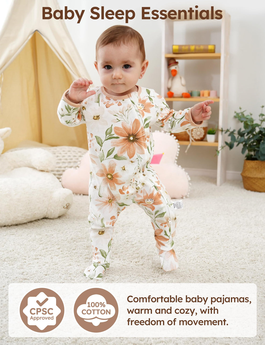 Unnivoll Baby Pajamas 100% Cotton Baby Sleepers for Newborn 0-3 3-6 6-9 Months 3Pcs Footie Pajamas Baby Boys Girls Clothes