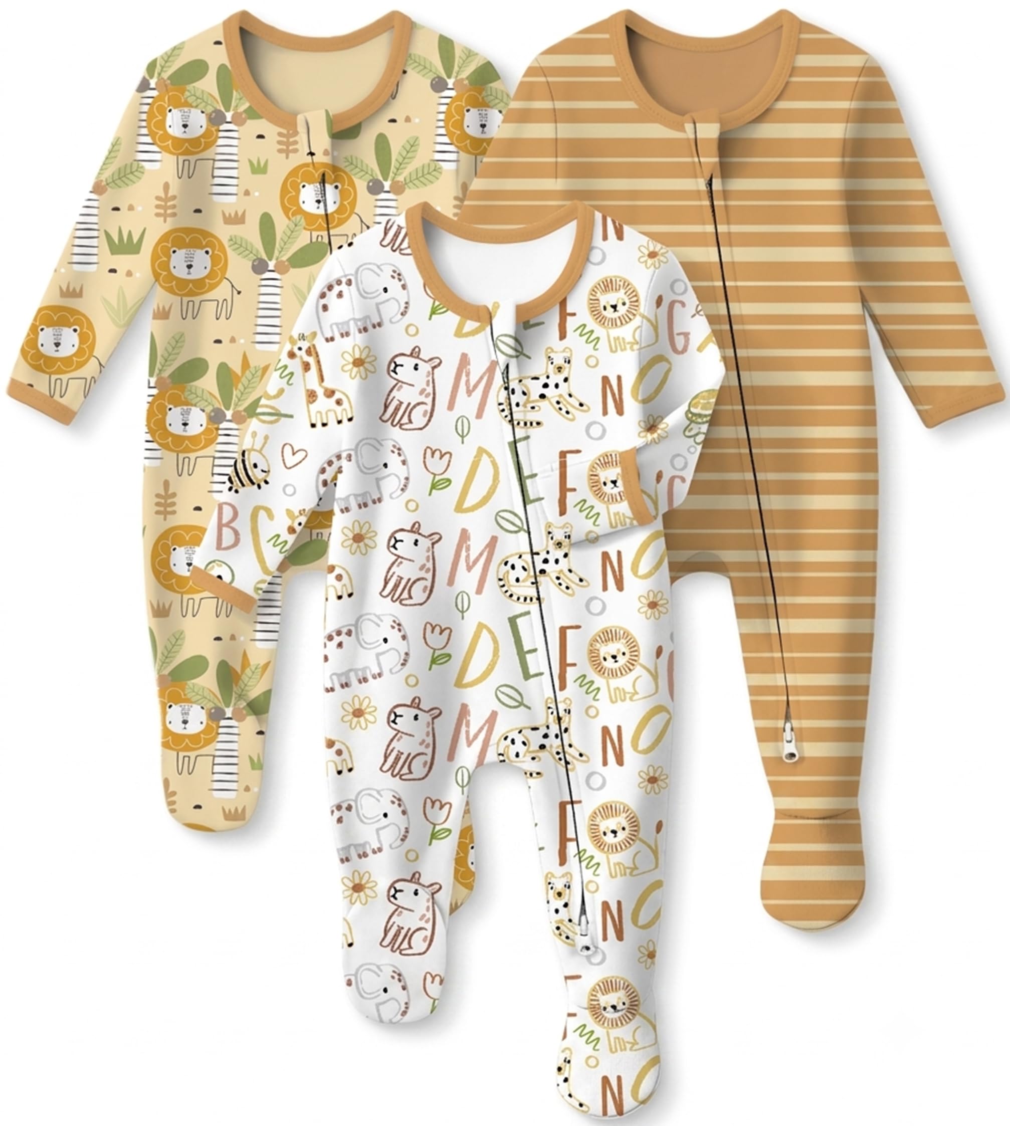 Baby Sleepers 3Pcs 100% Cotton Pajamas for Newborn 0-3 3-6 6-9 Months Boys Girls Clothes Sleep 'N Play Footed PJs