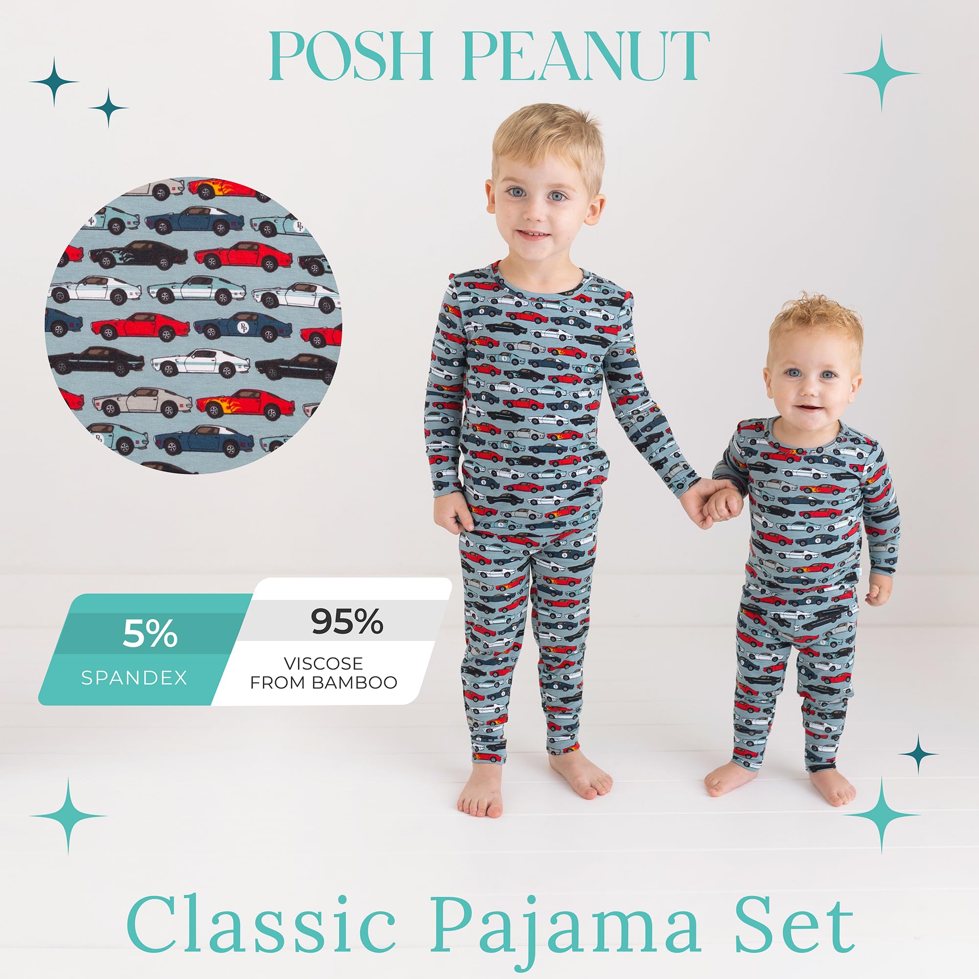 Posh Peanut Boys Pajamas - PJs for Kids Made of Soft Viscose from Bamboo, Long Sleeve Toddler PJs & Matching Boys Pajama Sets WEBE CLOTHING