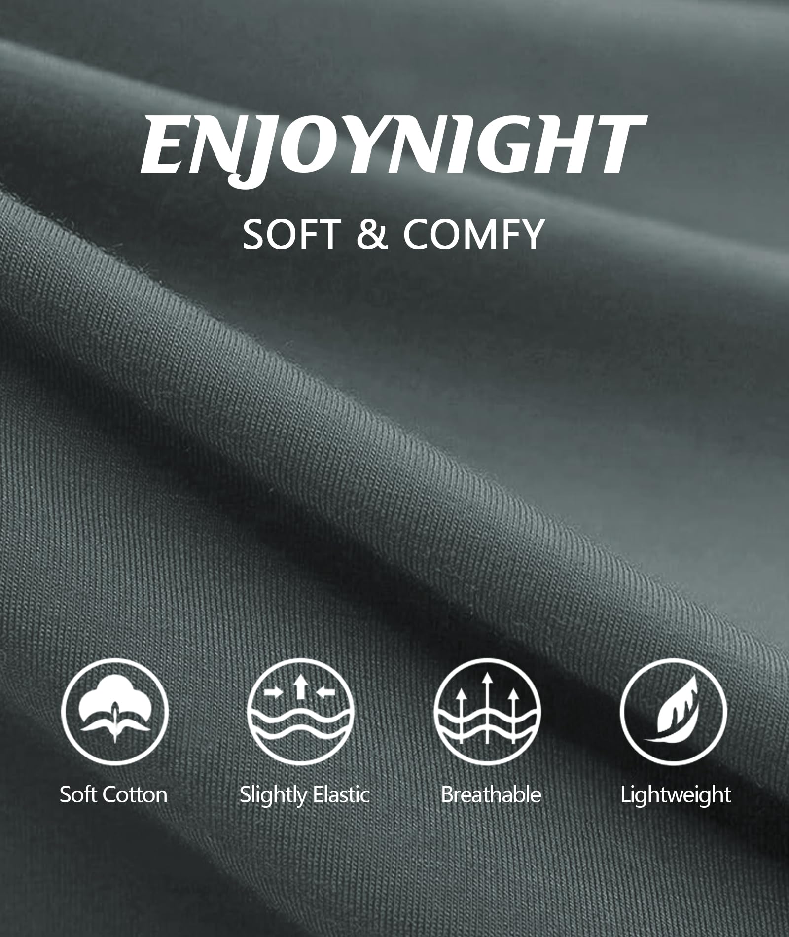 ENJOYNIGHT 2 Pack Womens Pajama Tops Cotton T-Shirt V-Neck Soft Sleep Pj Shirt Short Sleeves