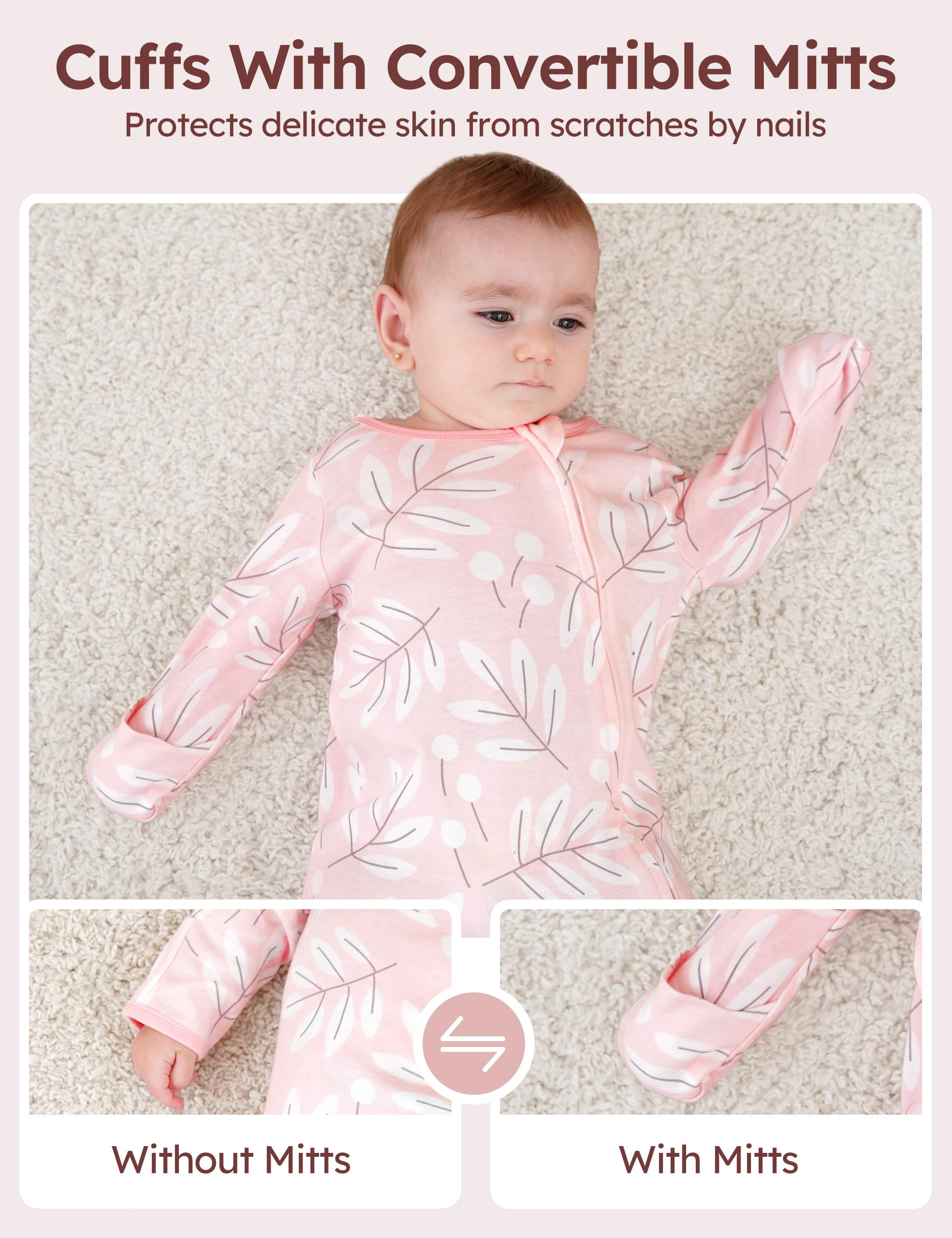 Unnivoll Baby Pajamas 100% Cotton Baby Sleepers for Newborn 0-3 3-6 6-9 Months 3Pcs Footie Pajamas Baby Boys Girls Clothes
