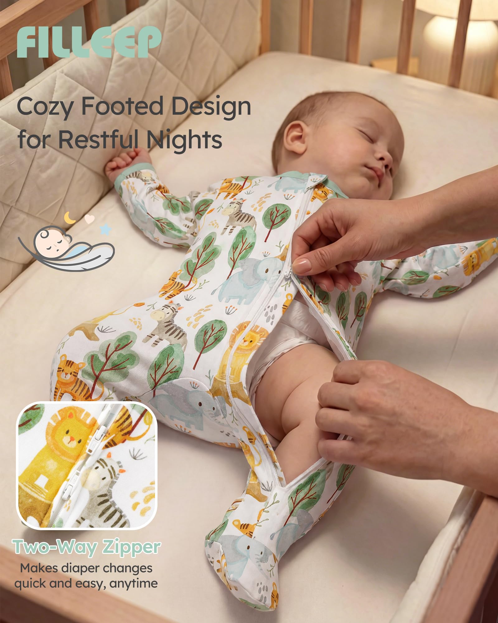 Baby Sleepers 3Pcs 100% Cotton Pajamas for Newborn 0-3 3-6 6-9 Months Boys Girls Clothes Sleep 'N Play Footed PJs