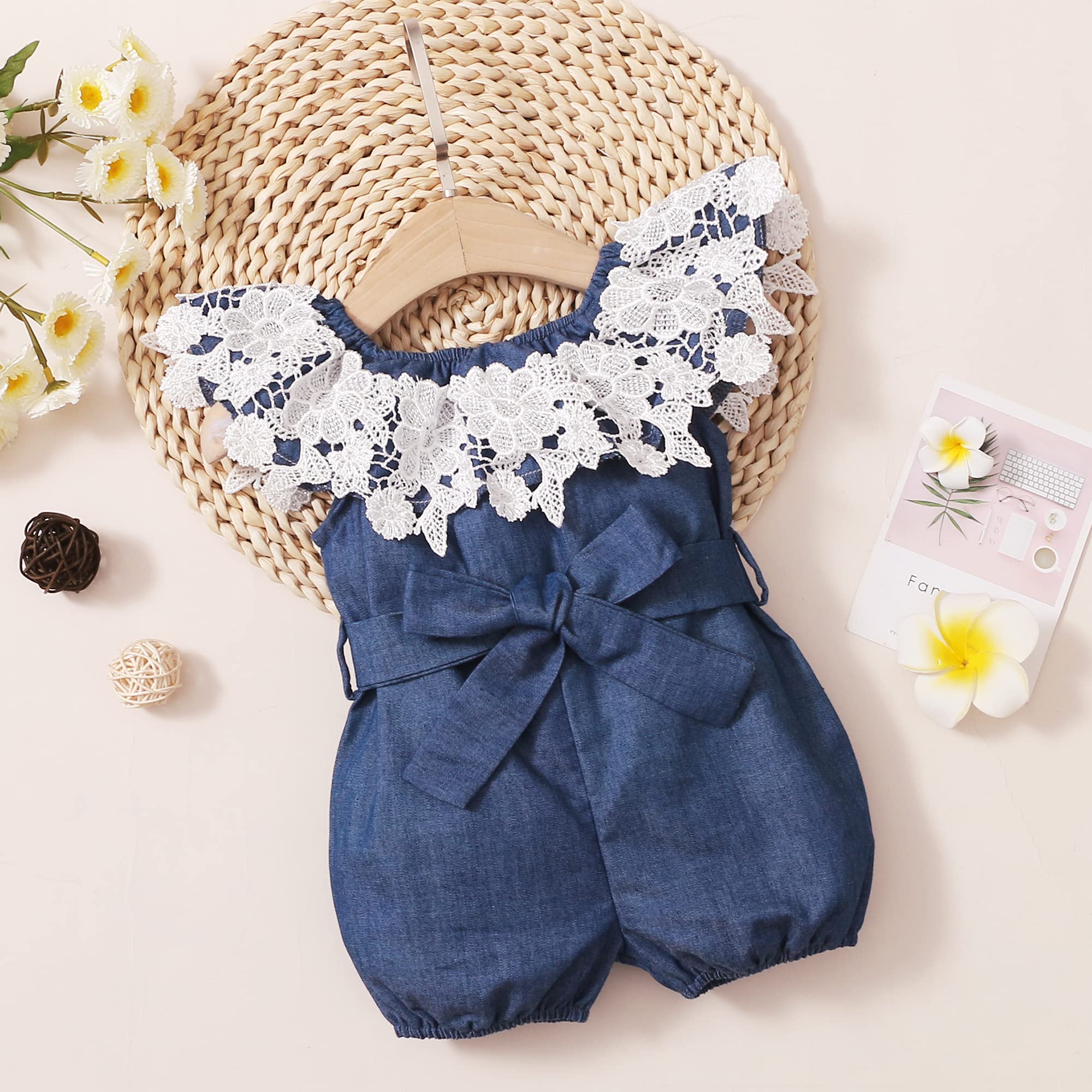 XUANHAO Baby Girl Clothes Summer Romper Outfits for Girls Cute Infant Toddler One-Piece Jumpsuit Ruffle Shorts Sets 6M-3Y WEBE CLOTHING