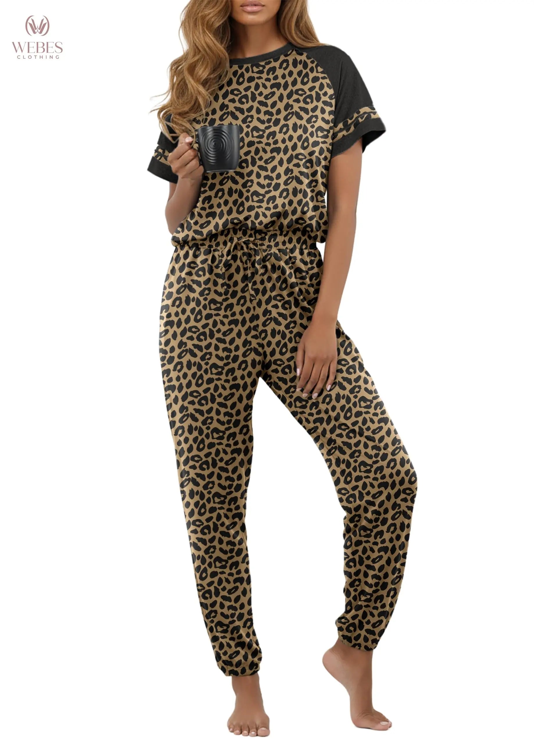 PrinStory Womens Pajama Sets Short Sleeve Pjs 2 Piece Lounge Set Soft Pj Sets Lightweight Sleepwear Loungewear with Pockets WEBE CLOTHING