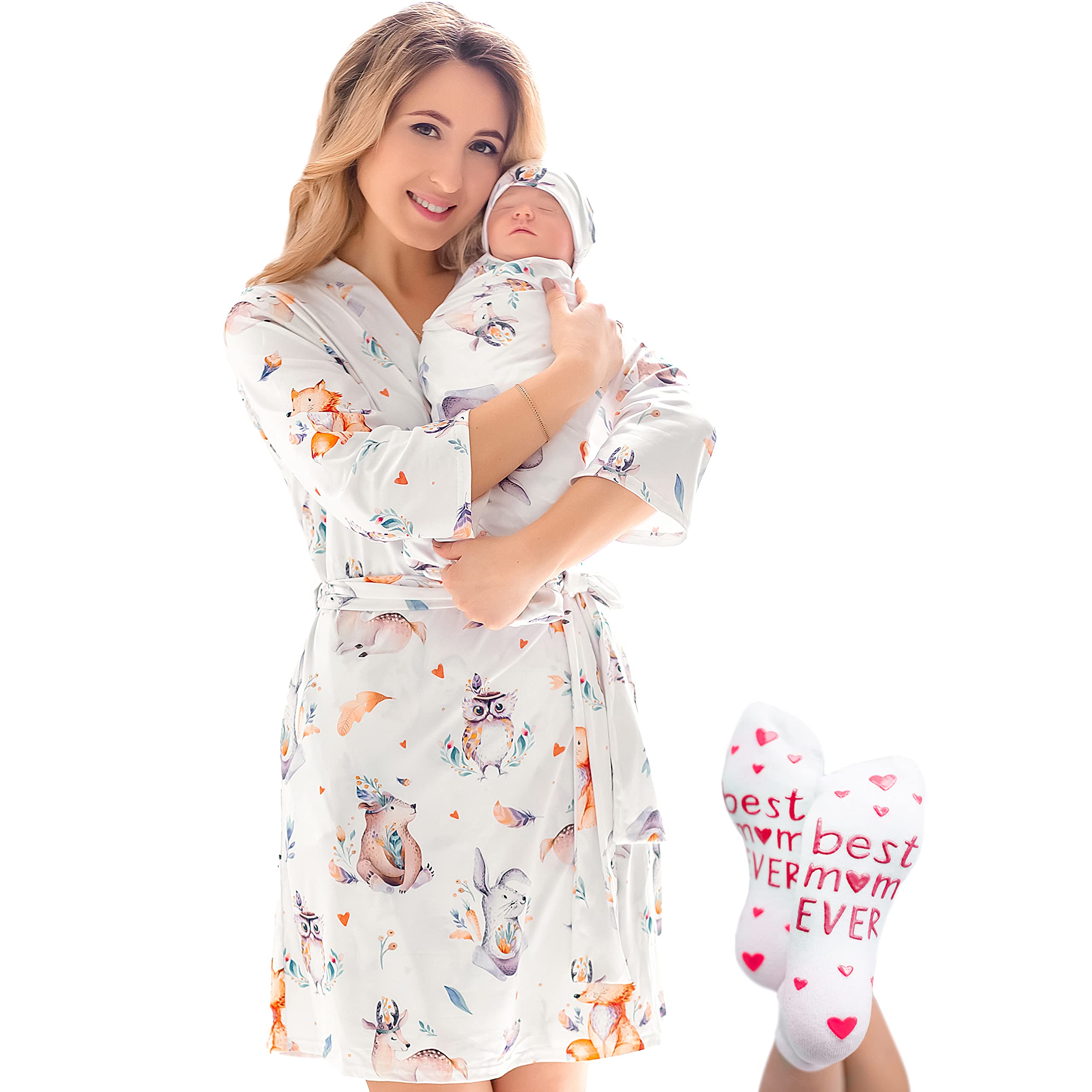 Mommy and Me Robe and Swaddle Set | Maternity Robe Matching Baby Girl, Boy