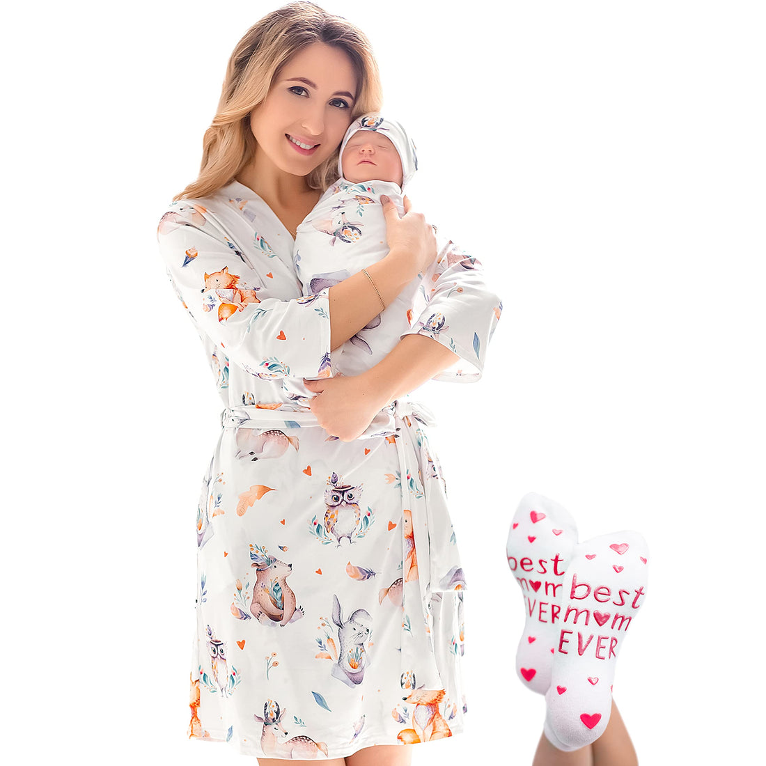 Mommy and Me Robe and Swaddle Set | Maternity Robe Matching Baby Girl, Boy