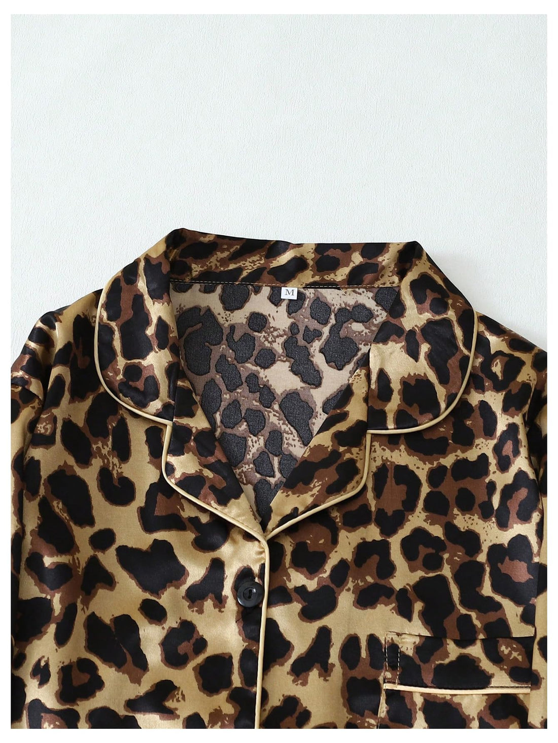 WDIRARA Women's 2 Piece Leopard Print Satin Pajama Set Lounge Sleepwear Set | Animal Print,Leopard Print Satin,Long Sleeve,Button Down,Cheetah Silk Loungewear Pj WEBE CLOTHING