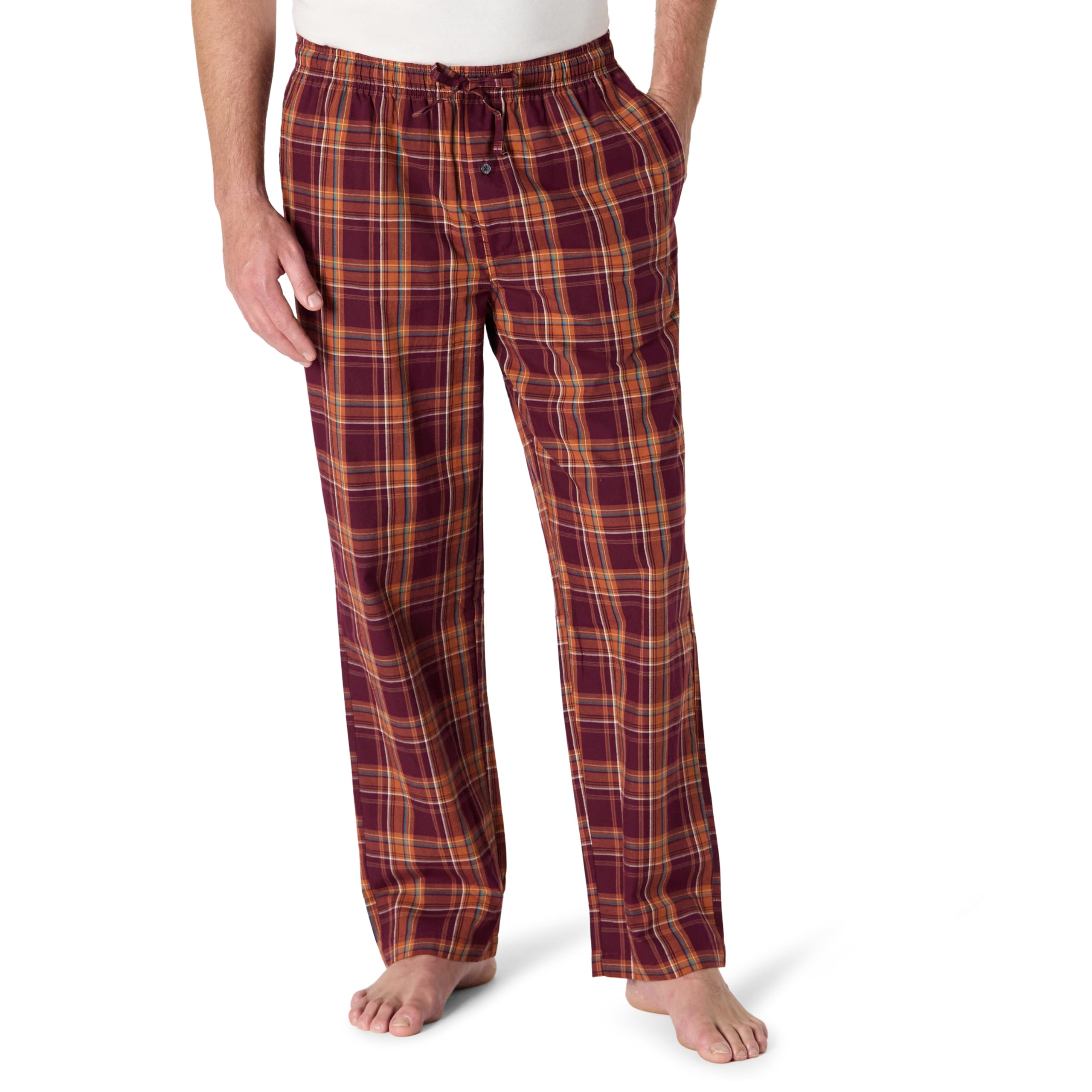Amazon Essentials Men's Cotton Poplin Straight-Fit Pajama Pants with Pockets, Elastic Waist, Drawstring WEBE CLOTHING